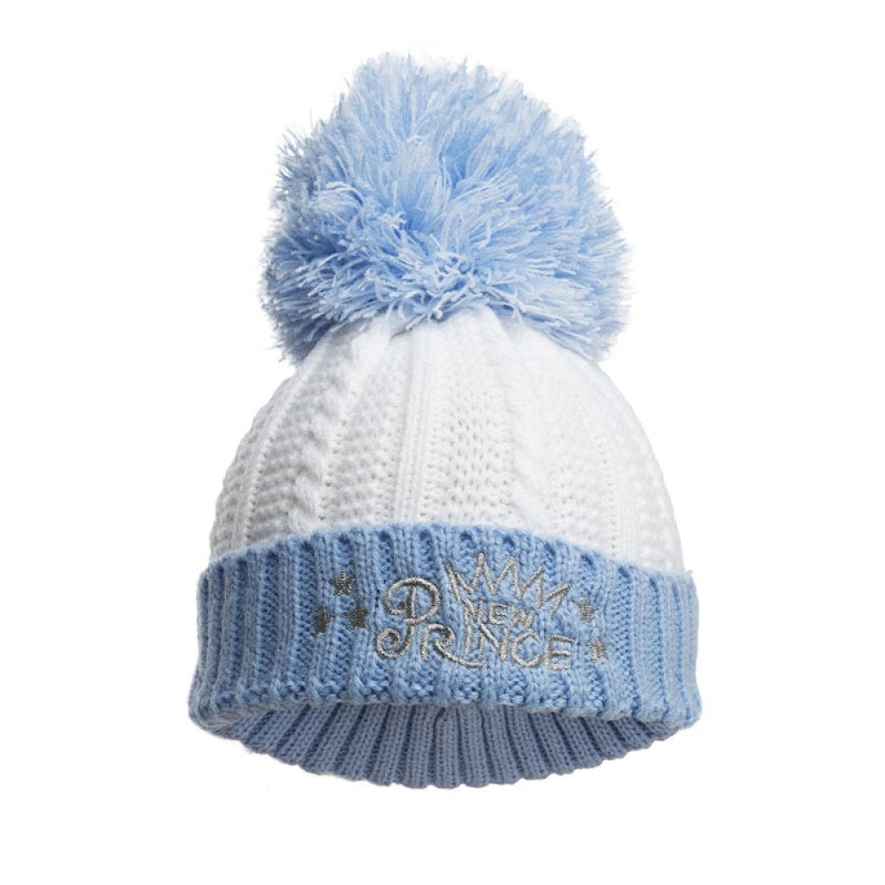New Prince blue cable knit hat for newborn to 12 months