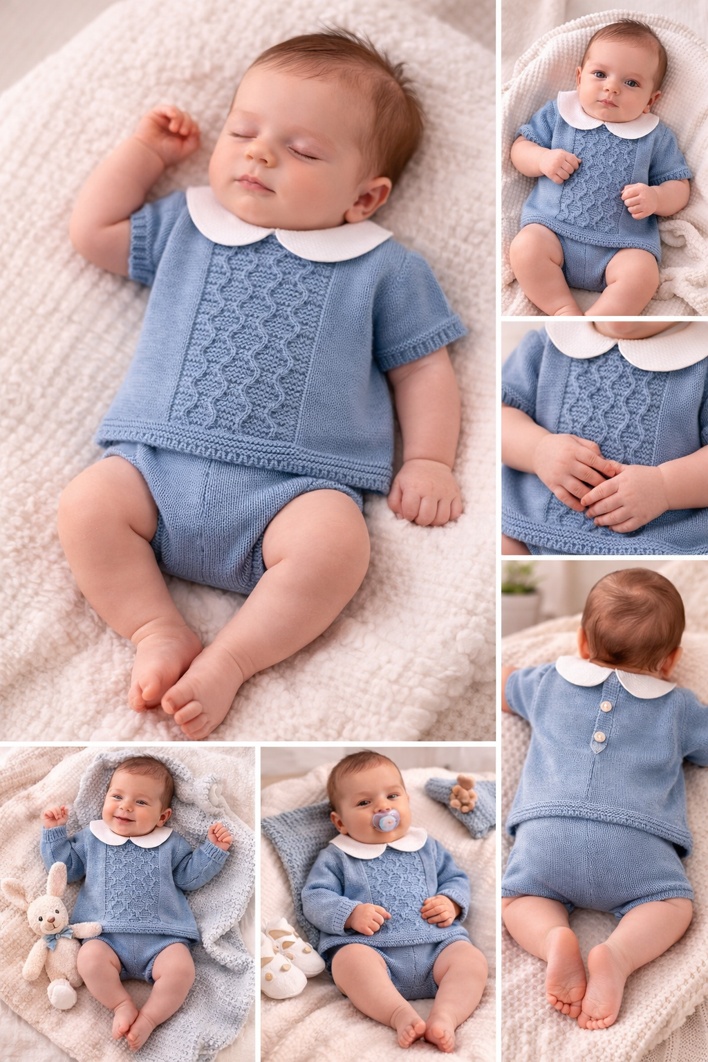 2-Piece Spanish Knit Summer Baby Outfit - Blue