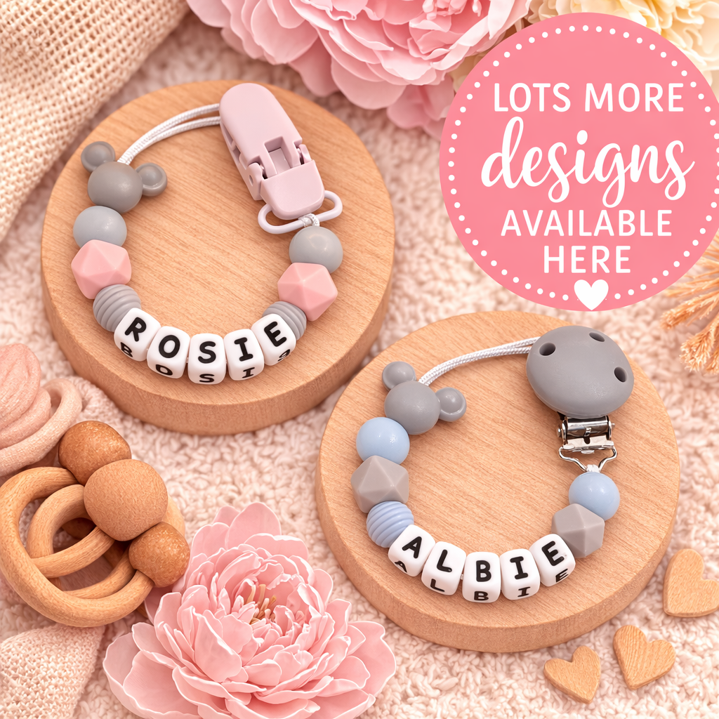 Mouse Designs Personalised Silicone Dummy Clips