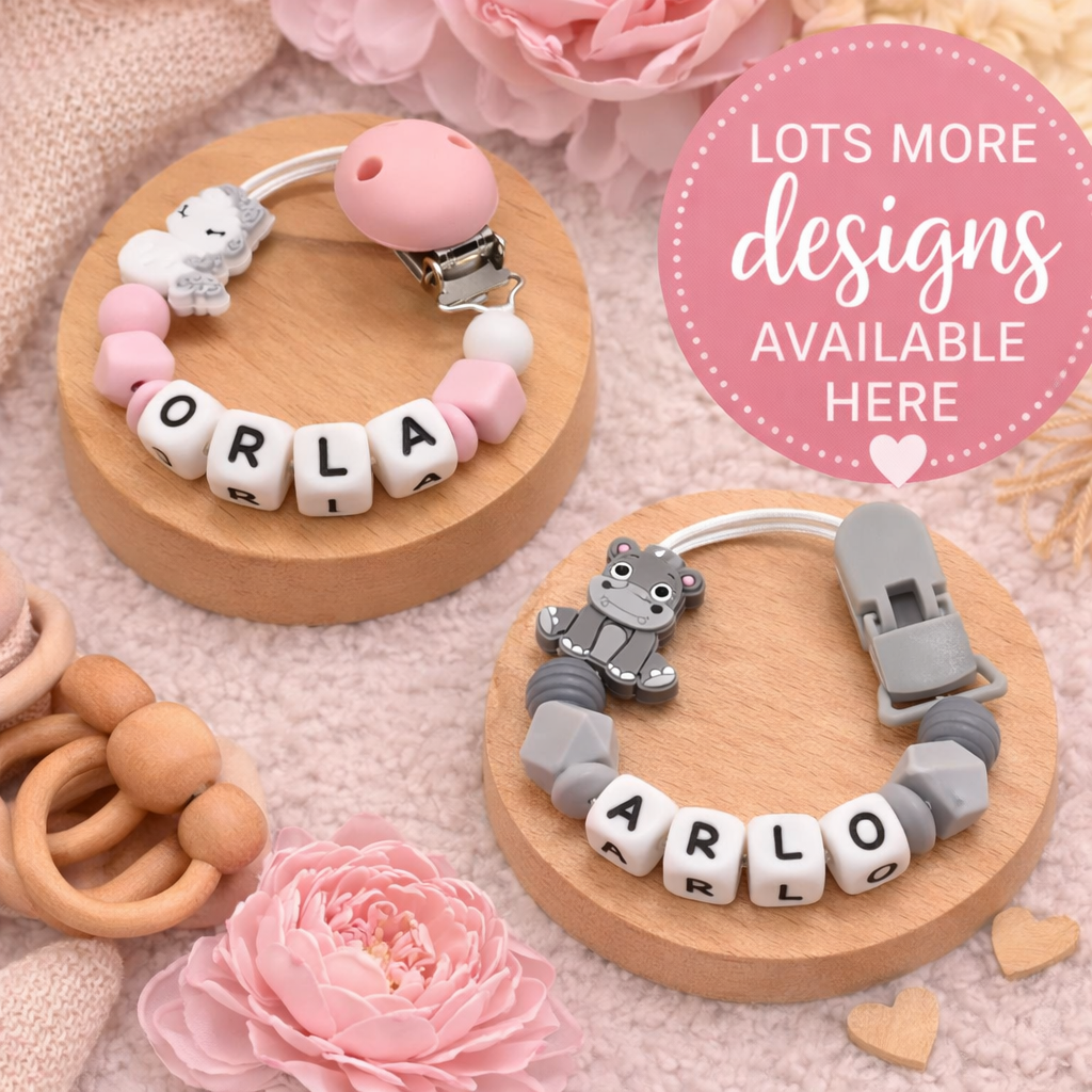 Personalised Silicone Dummy Clips - Other Designs