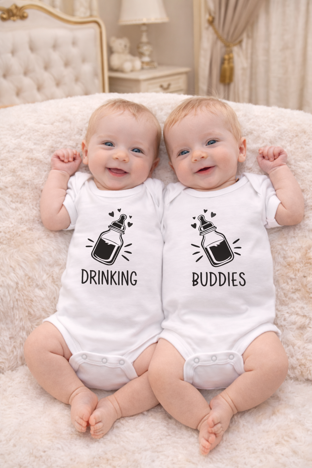 Personalised Twin Bodysuits, Bibs and Sleepsuits