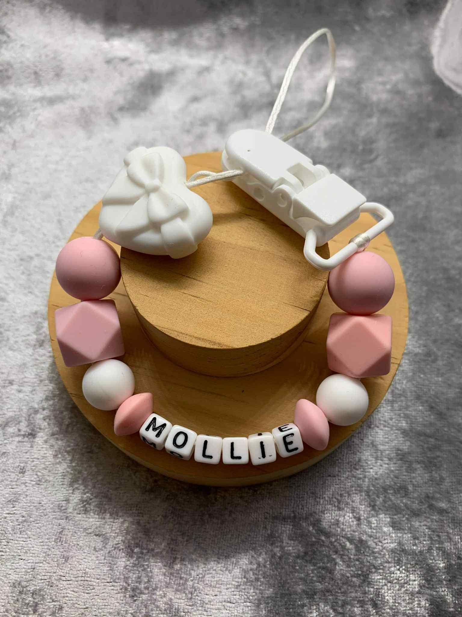 Personalised Dummy holder, Pacifier chain, Mam dummy clip new baby gift - HEARTS