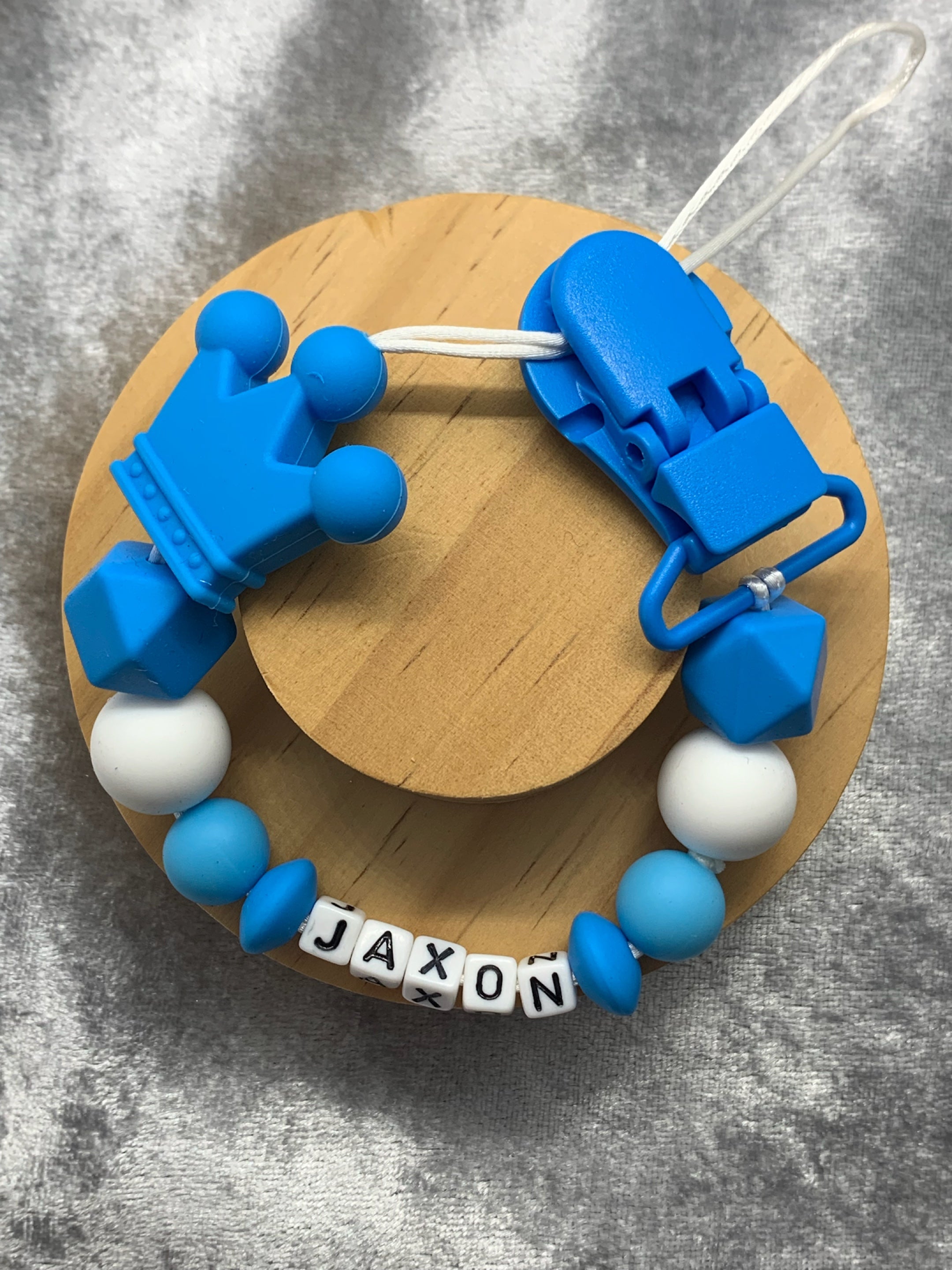Personalised Dummy holder, Pacifier chain, Mam dummy clip new baby gift - CROWN