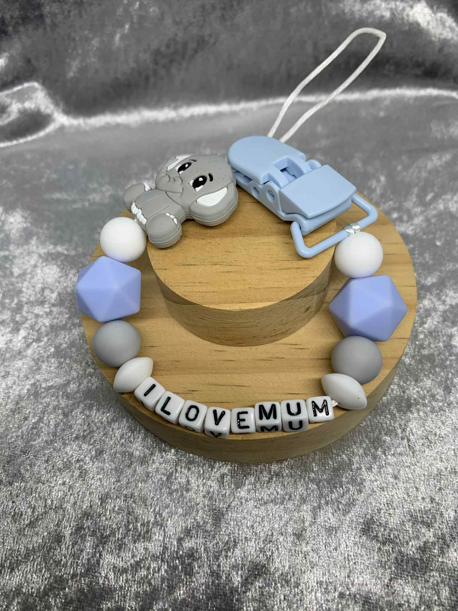 Personalised Dummy Clips Mam Dummy Holder New Baby Gift - ELEPHANT