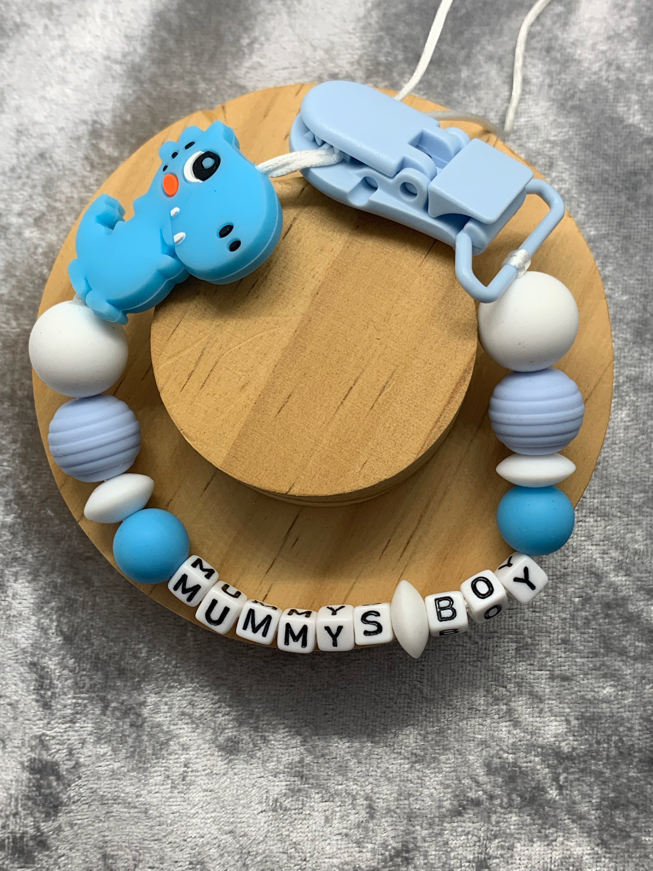 Personalised Dummy Clips Mam Dummy Holder New Baby Gift - DINO