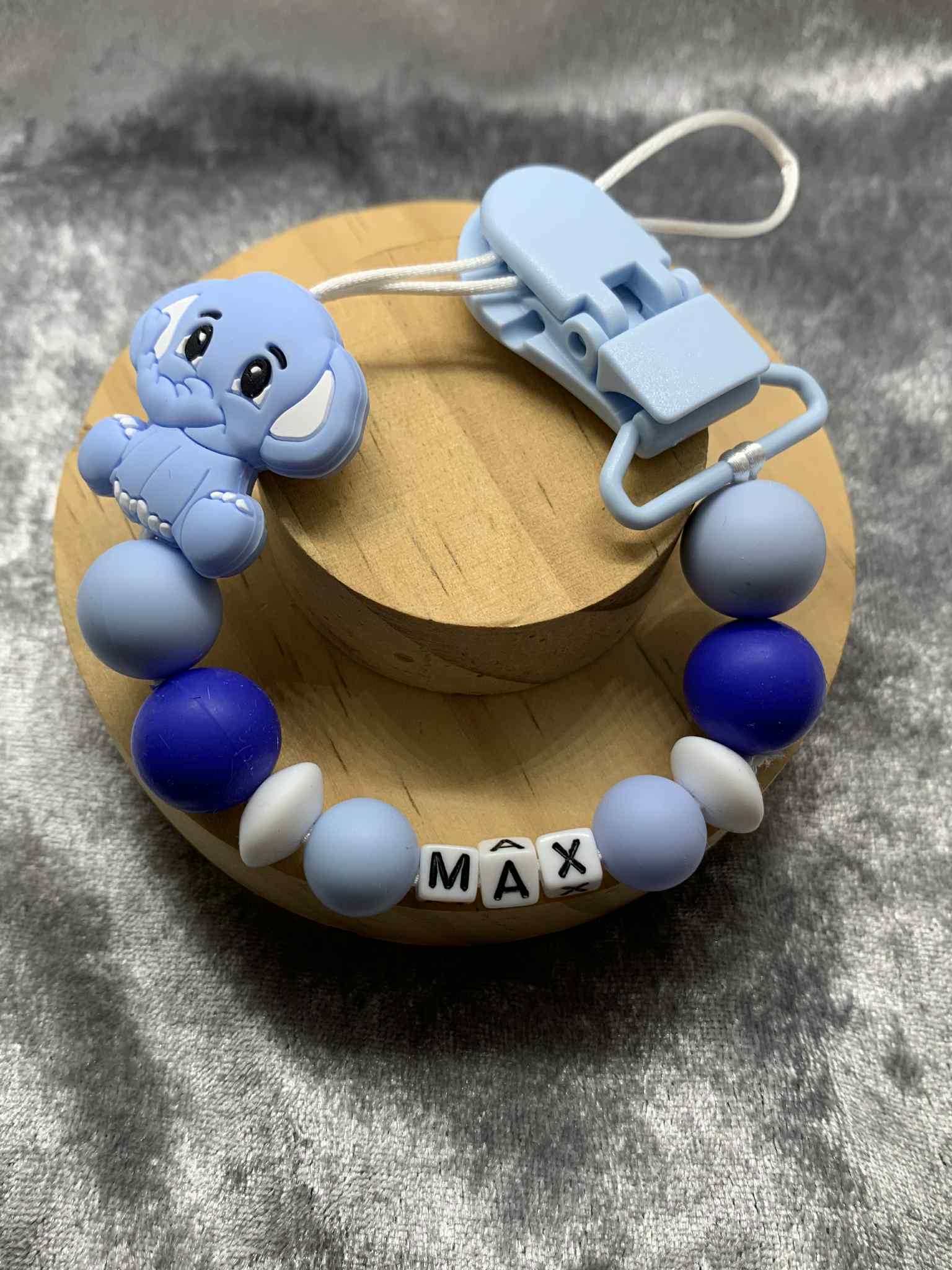 Personalised Dummy Clips Mam Dummy Holder New Baby Gift - ELEPHANT