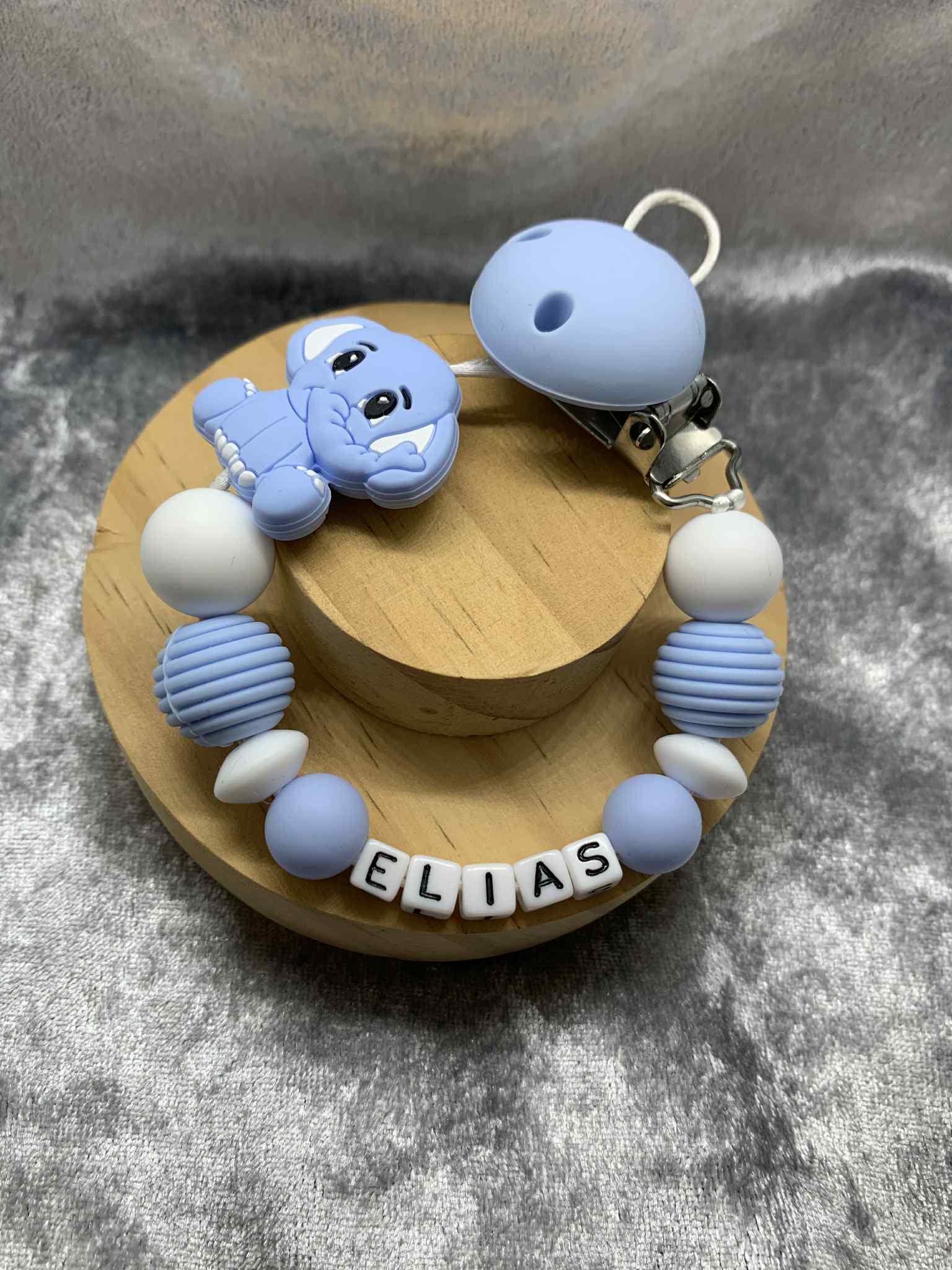 Personalised Dummy Clips Mam Dummy Holder New Baby Gift - ELEPHANT