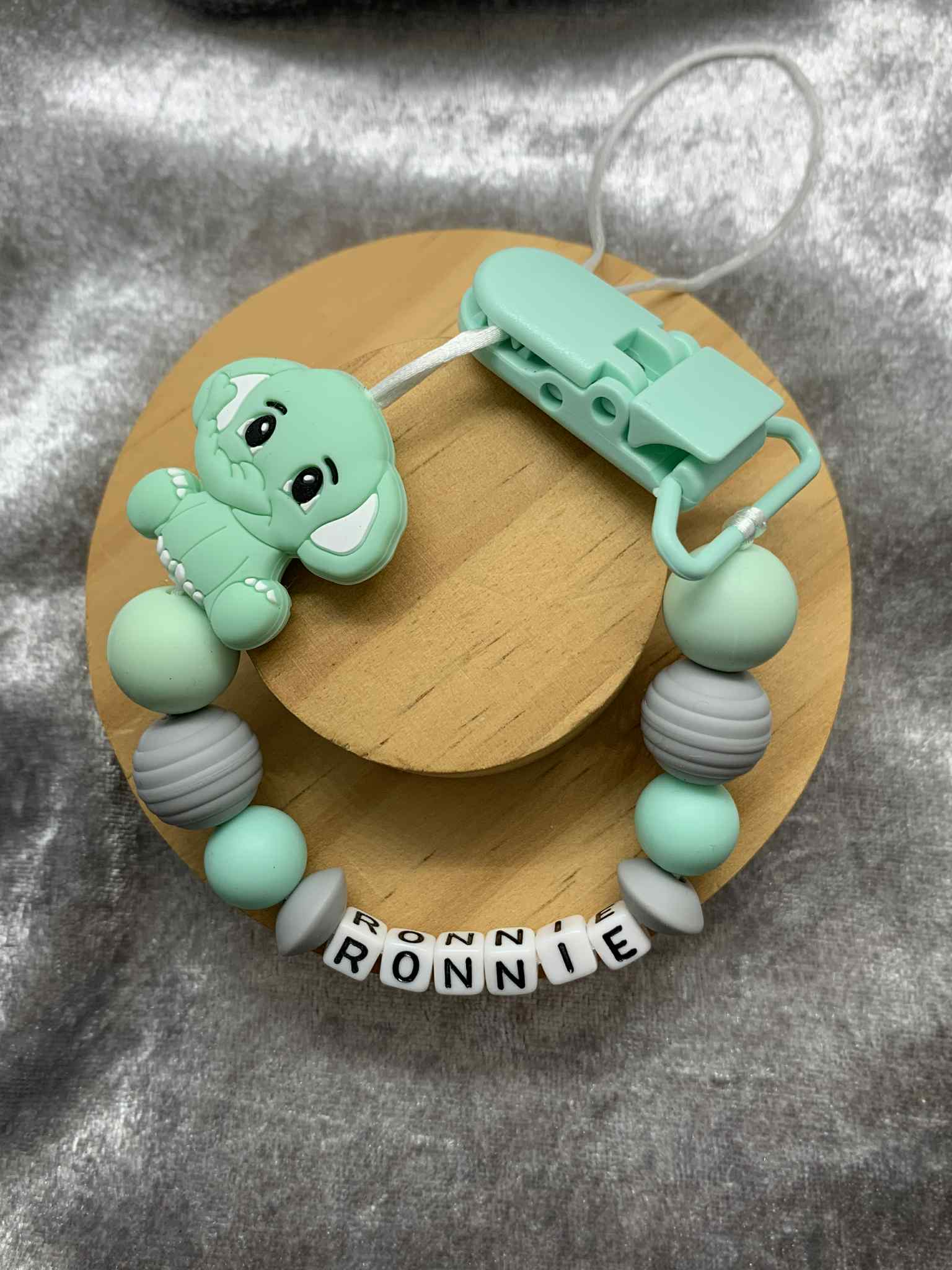 Personalised Dummy Clips Mam Dummy Holder New Baby Gift - ELEPHANT