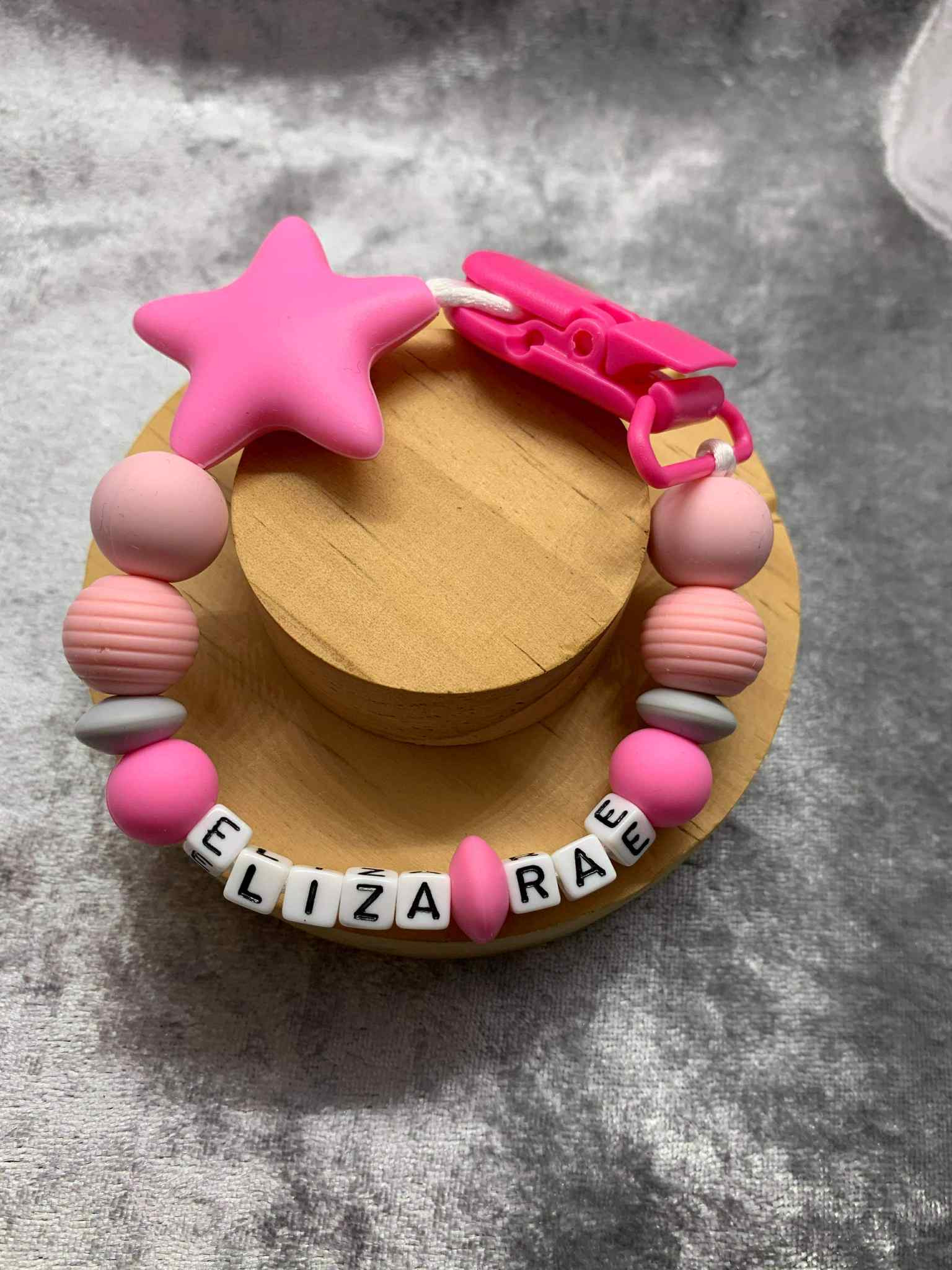Personalised Dummy Clip Mam Dummy Holder New Baby Gift - STARS