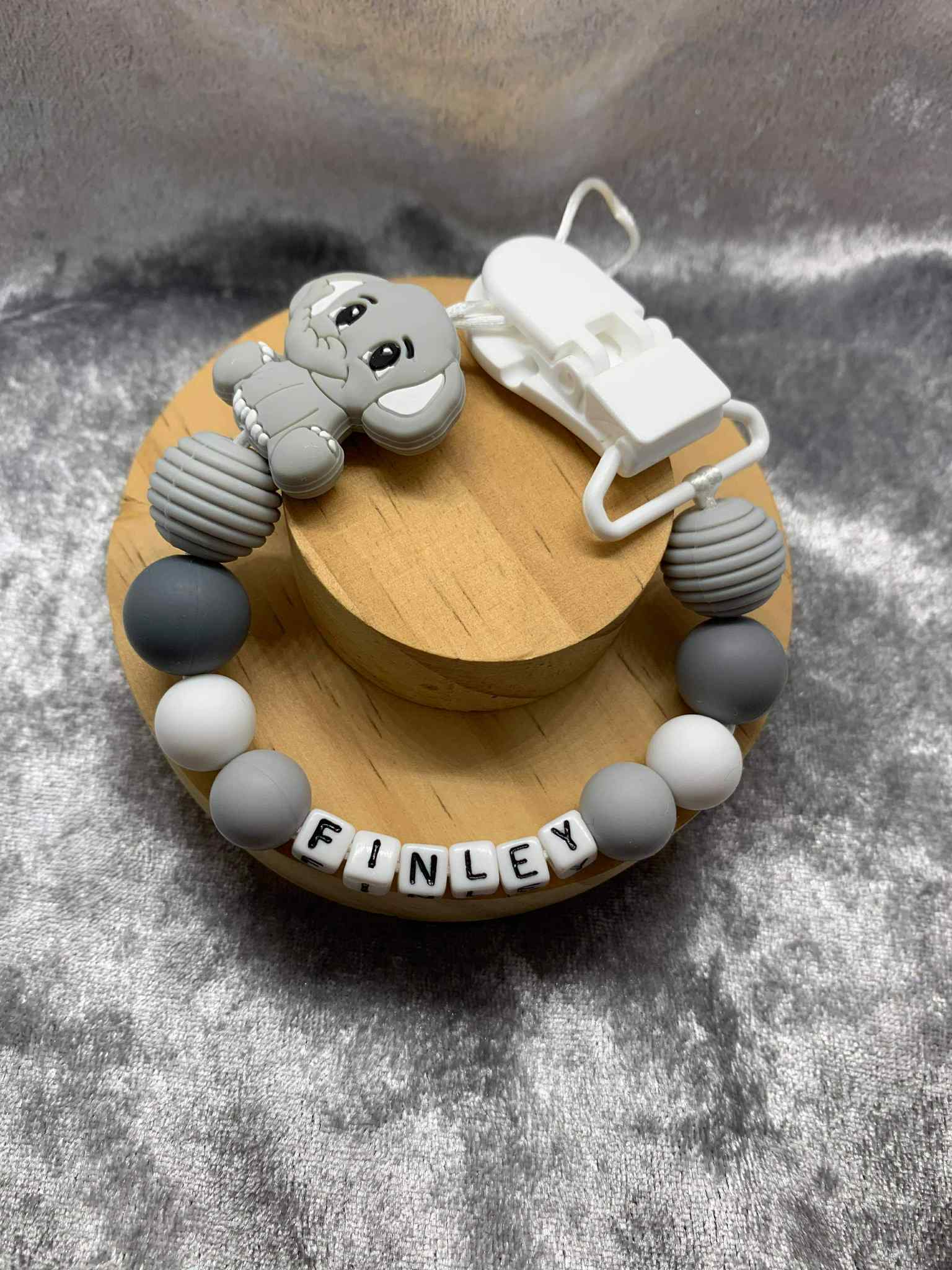Personalised Dummy Clips Mam Dummy Holder New Baby Gift - ELEPHANT