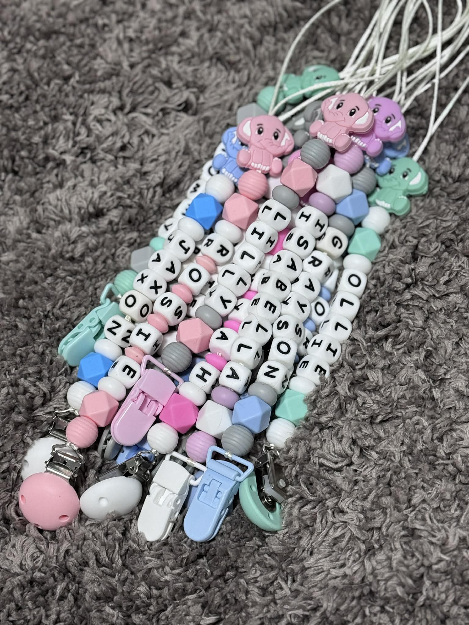 Personalised Dummy Clips - Girls Elephant Styles