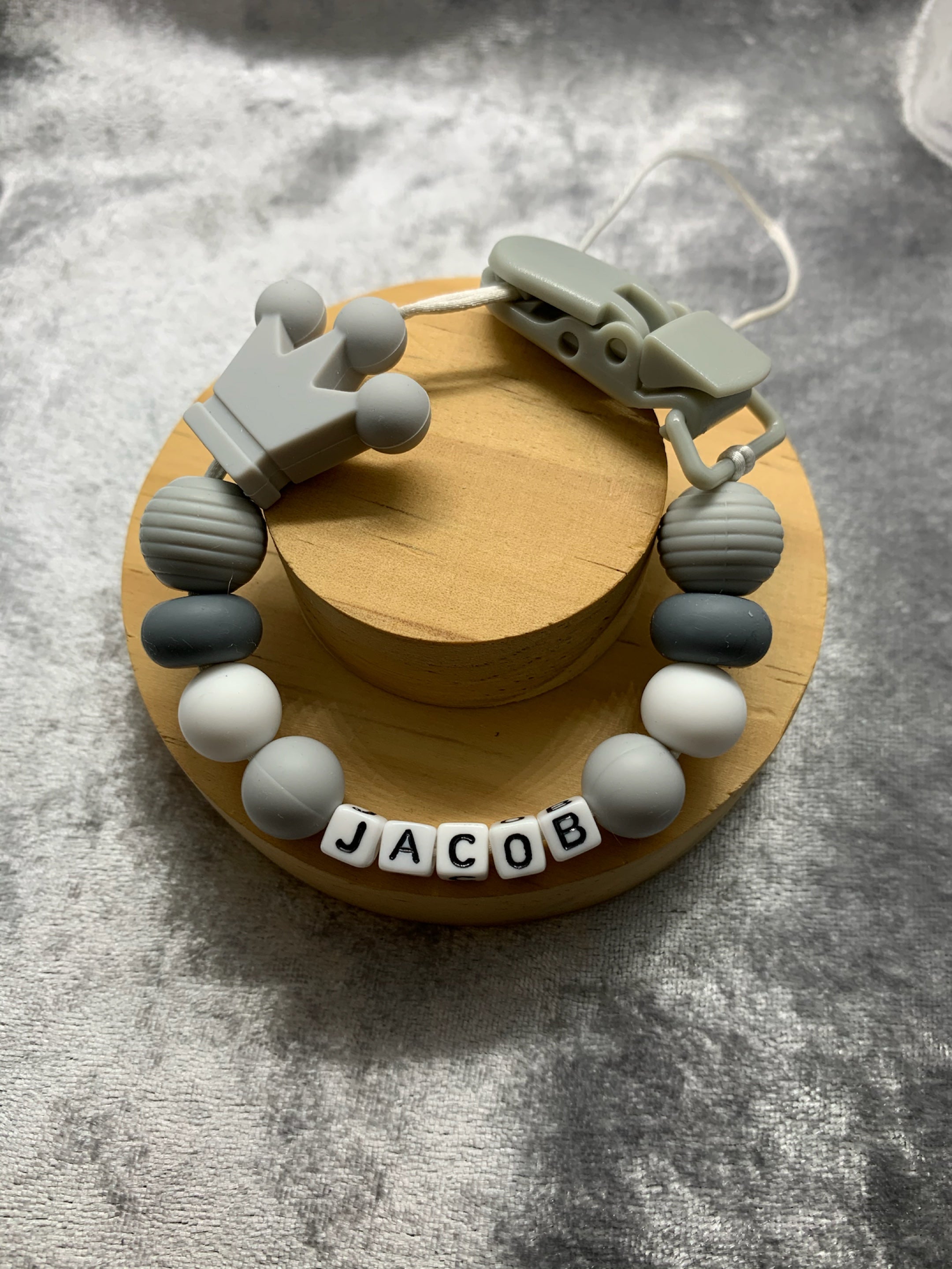 Personalised Dummy holder, Pacifier chain, Mam dummy clip new baby gift - CROWN