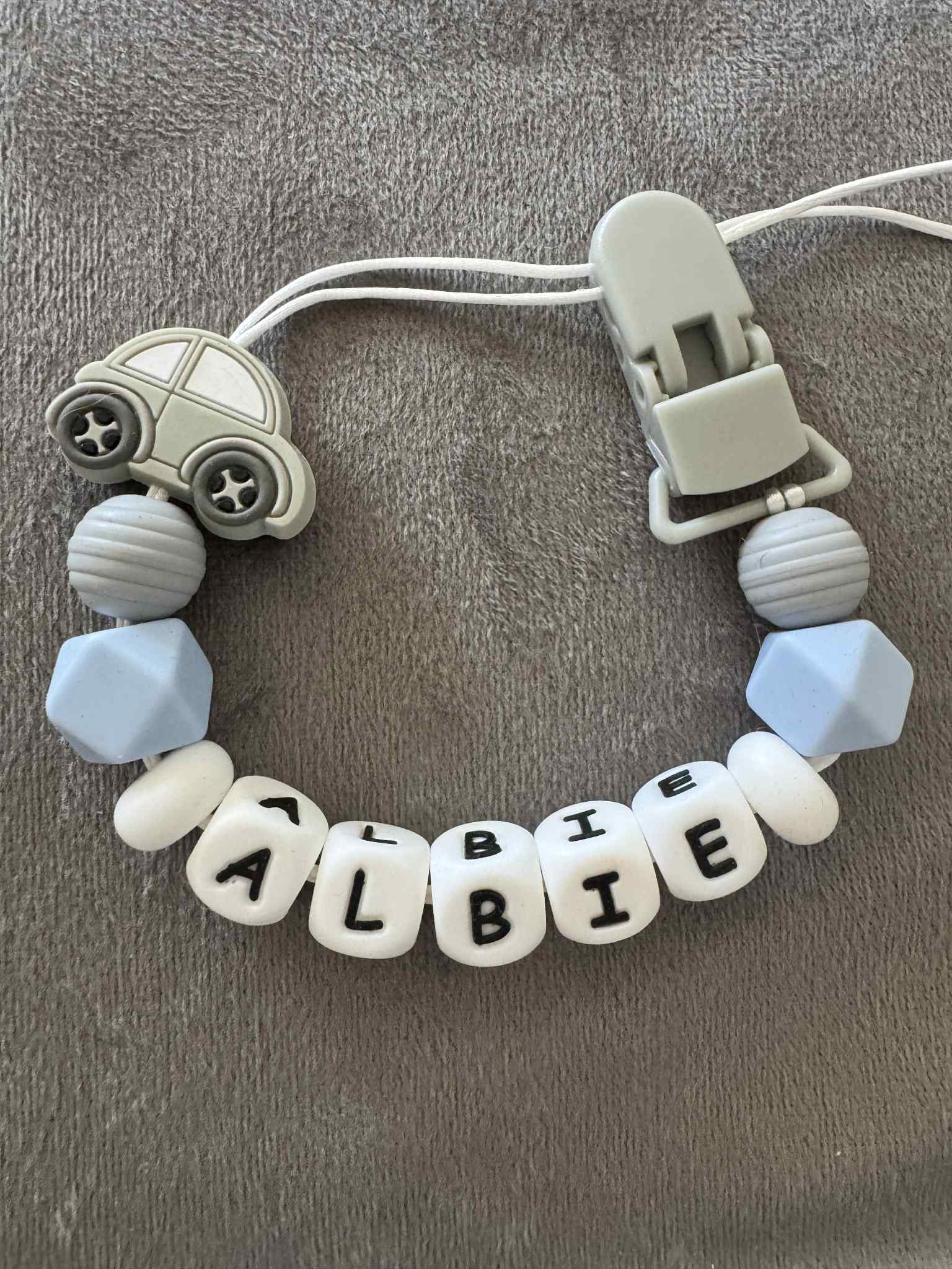 Personalised Dummy Clips Mam Dummy Holder New Baby Gift - CARS