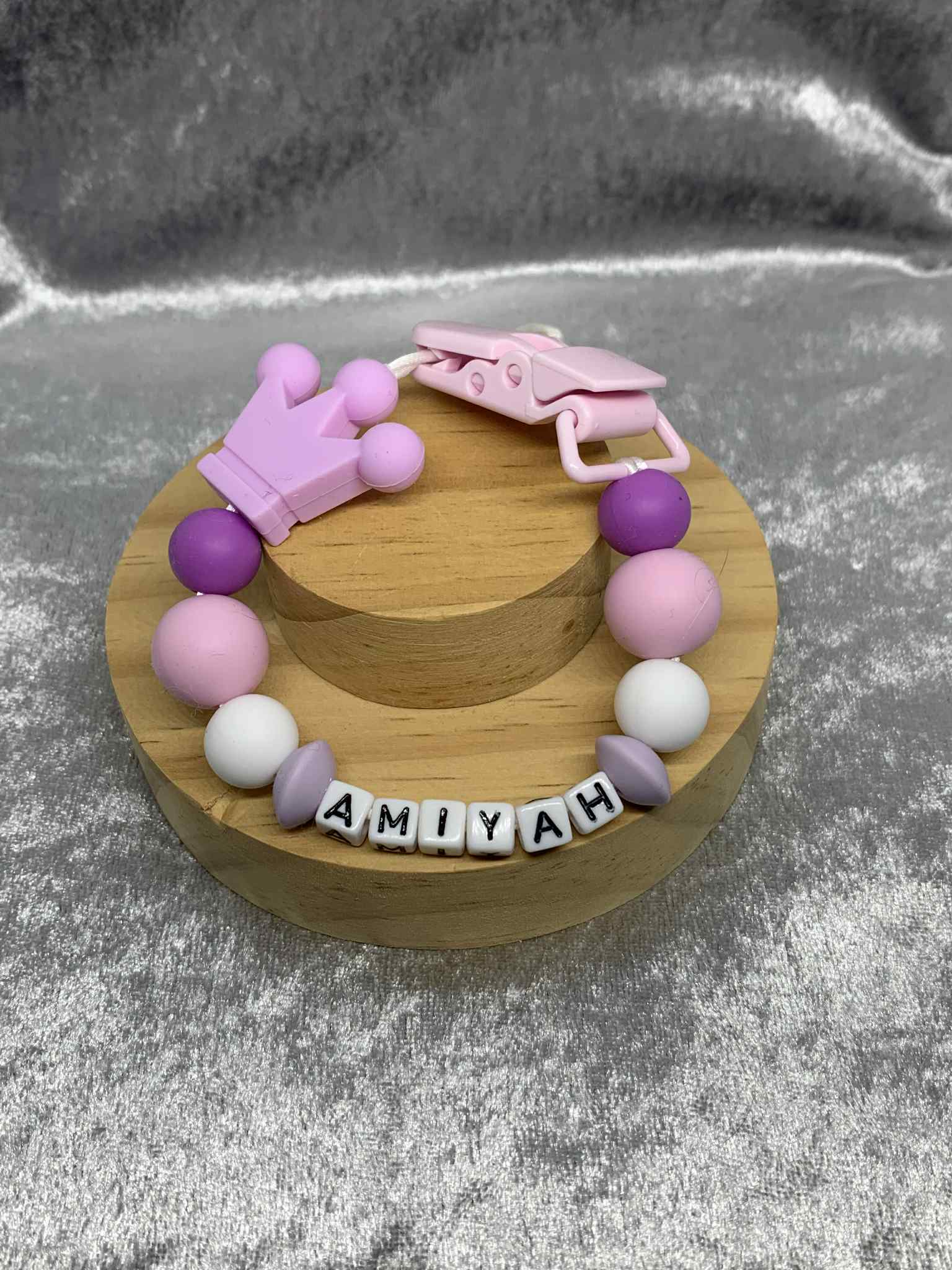 Personalised Dummy holder, Pacifier chain, Mam dummy clip new baby gift - CROWN