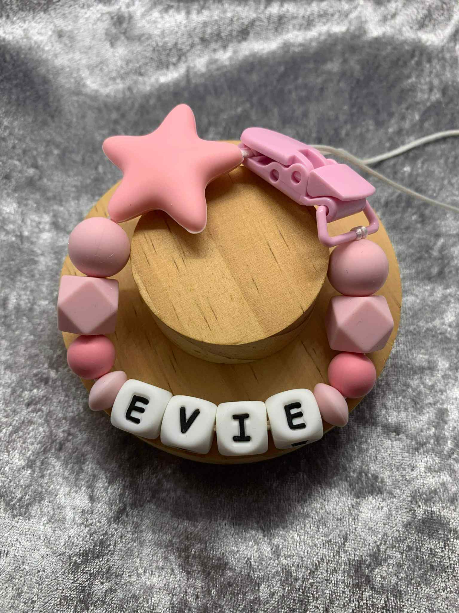 Personalised Dummy Clip Mam Dummy Holder New Baby Gift - STARS