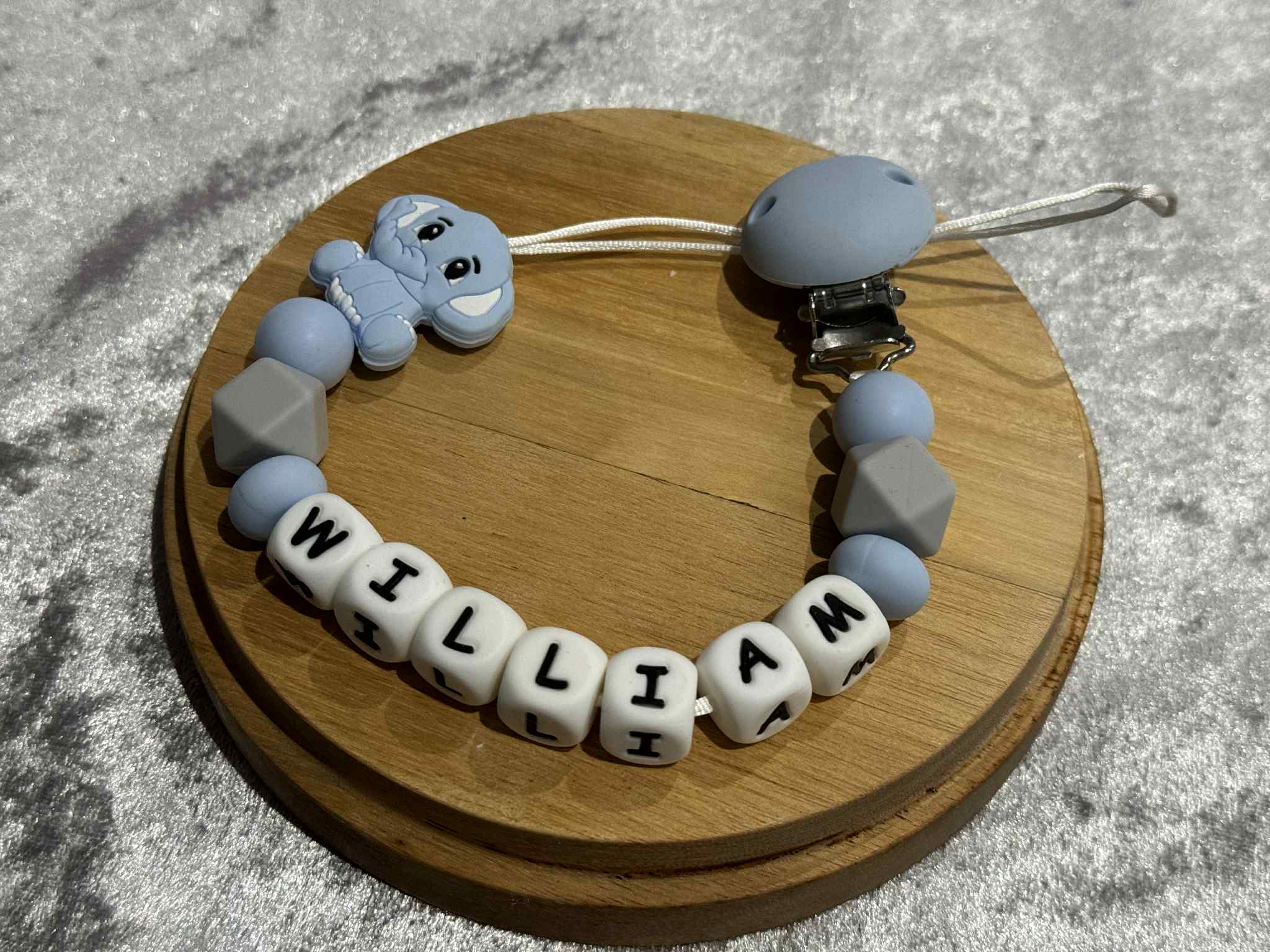 Personalised Dummy Clips Mam Dummy Holder New Baby Gift - ELEPHANT