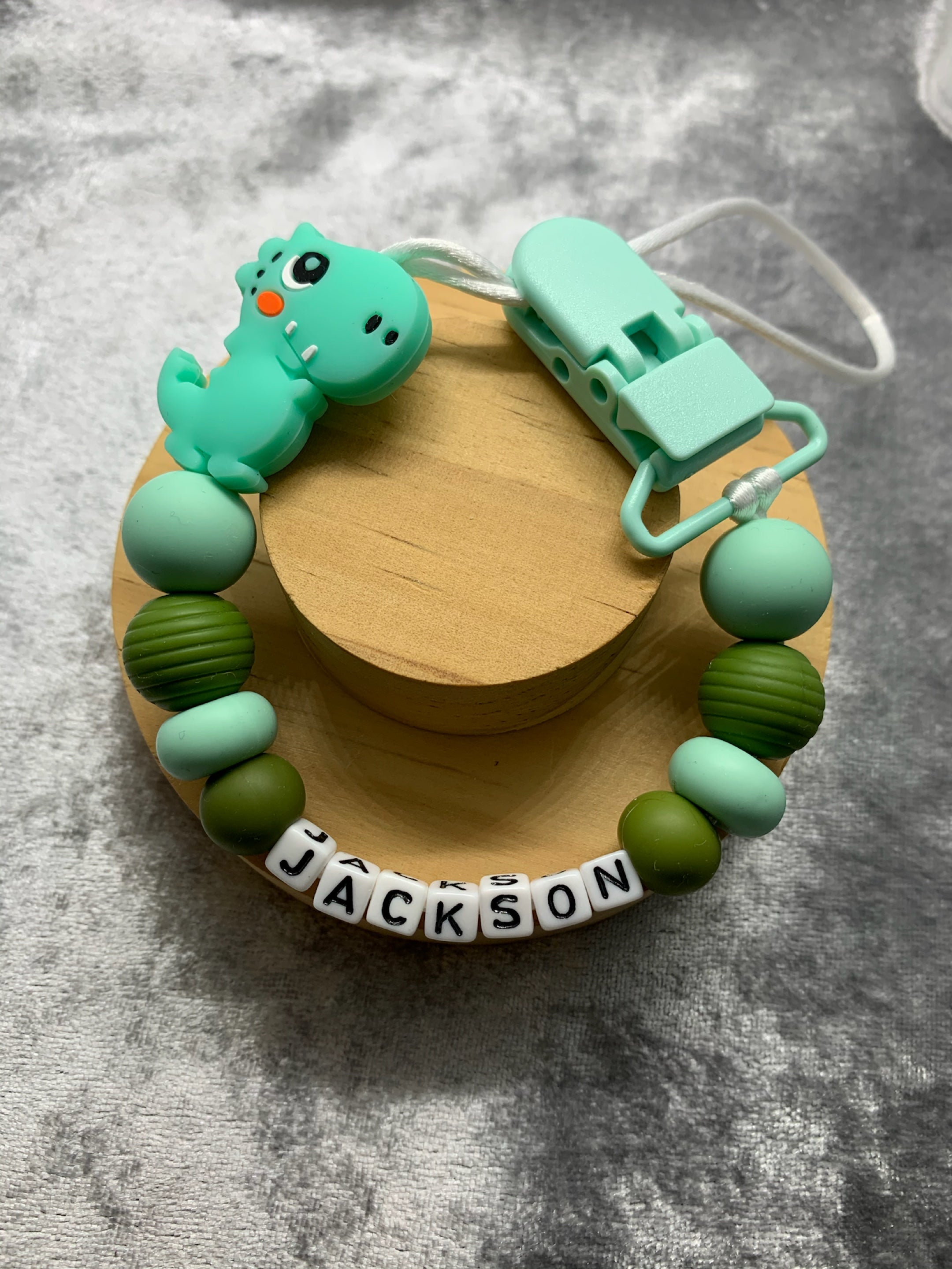 Personalised Dummy Clips Mam Dummy Holder New Baby Gift - DINO
