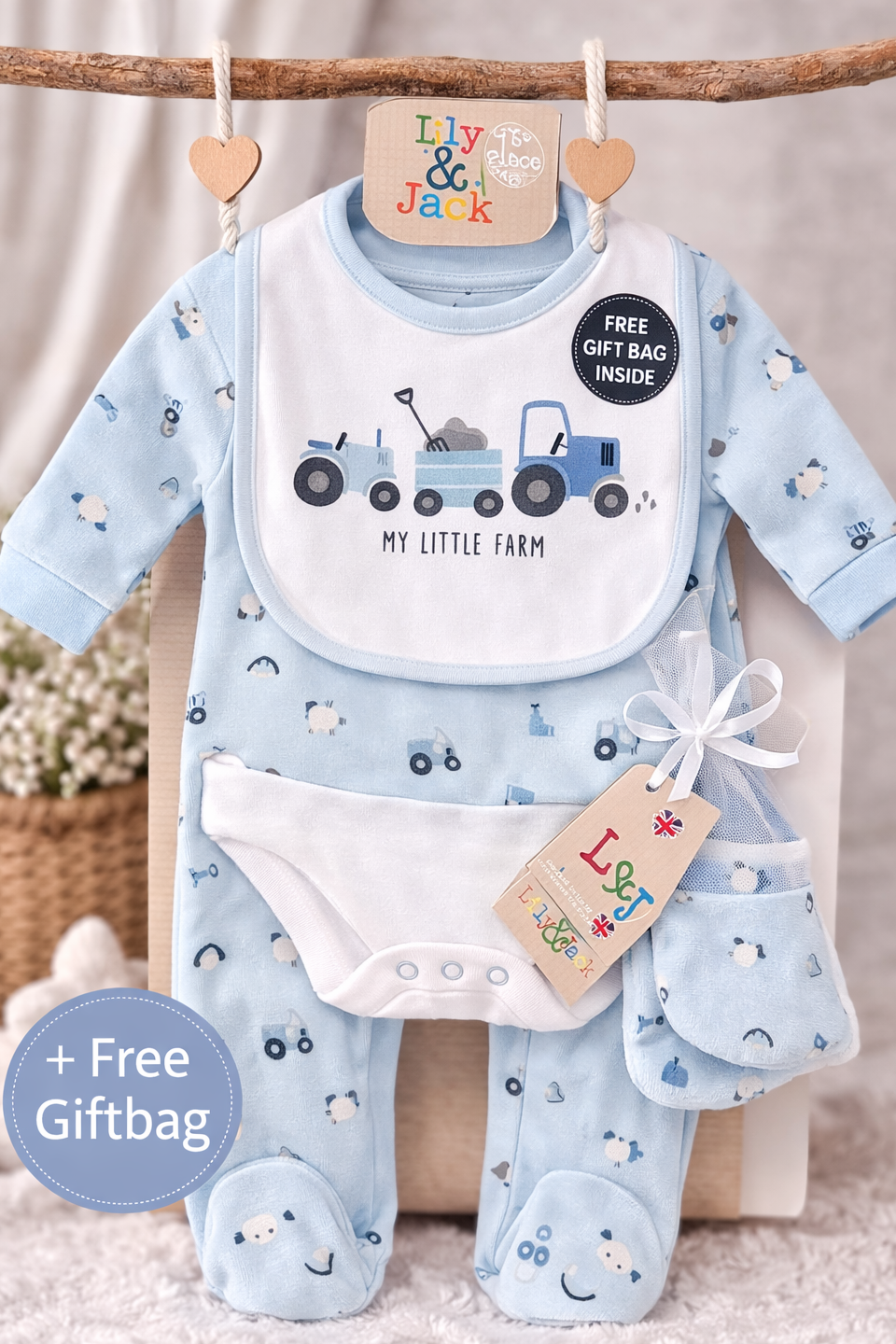 Baby Boys 4-Piece My Little Farm Giftet with Gift Bag