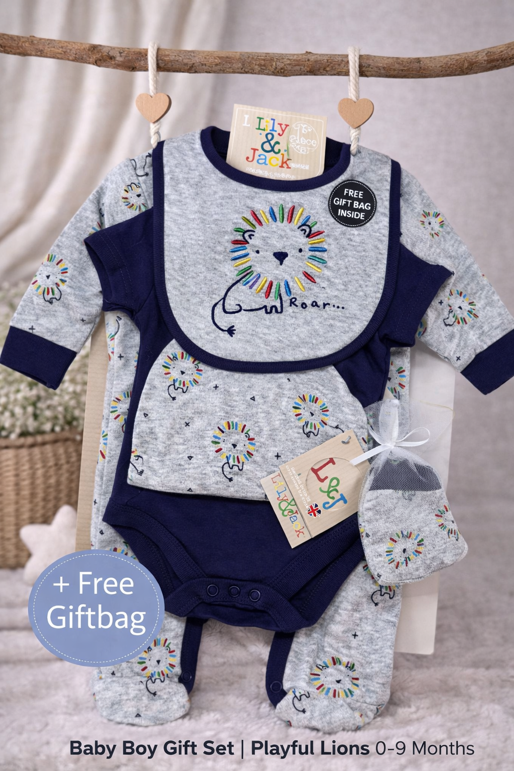 5 piece grey lion giftset with free giftbag