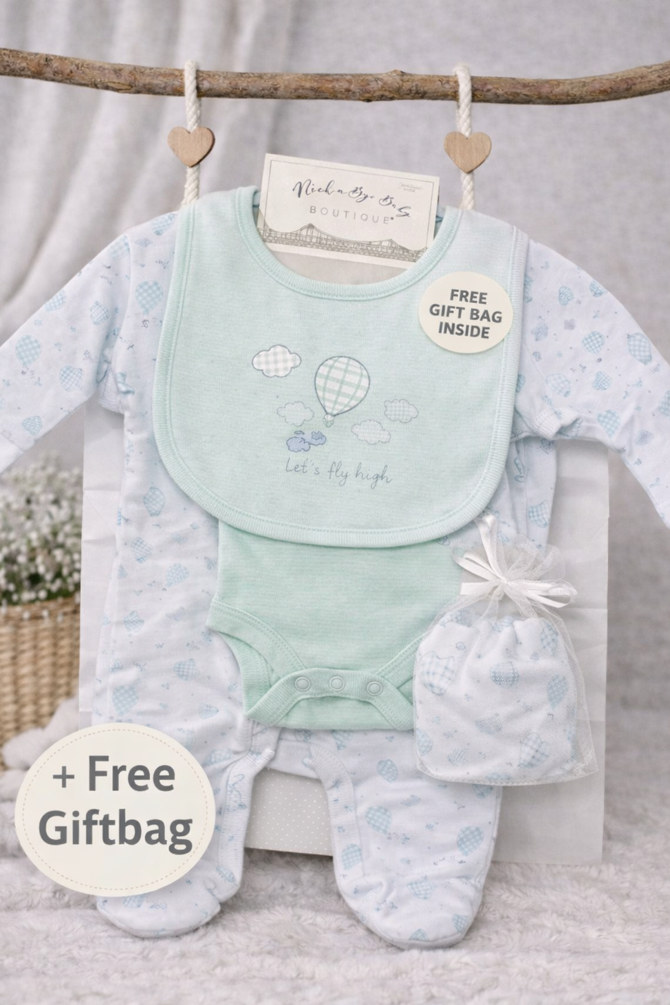 Baby Boys 4-Piece Let's Fly High Clothing Set with Gift Bag