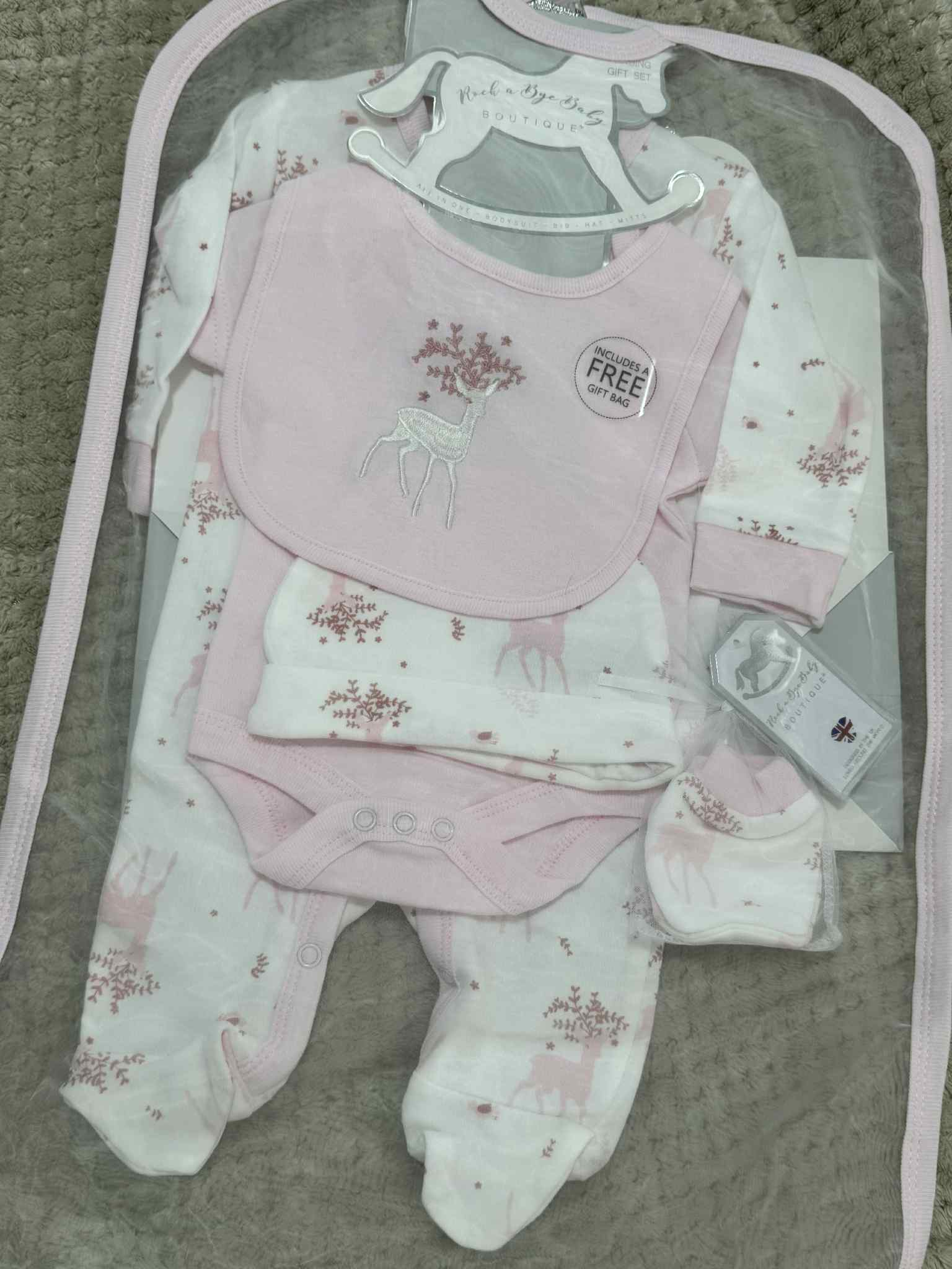Baby Girls 5 Piece Matching Deer Set & Giftbag