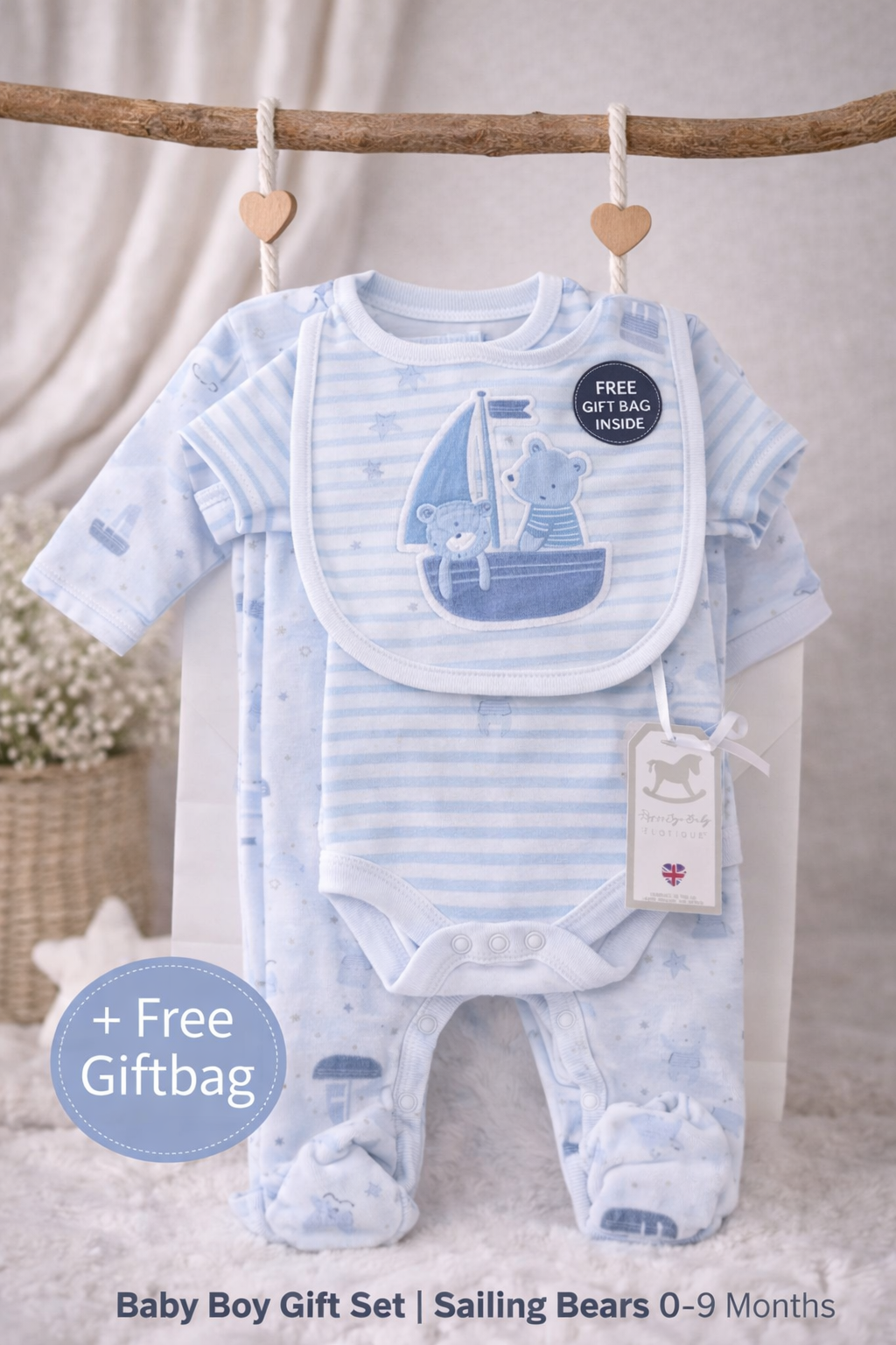 Baby Boys 5-Piece Teddy Gift Set with Gift Bag