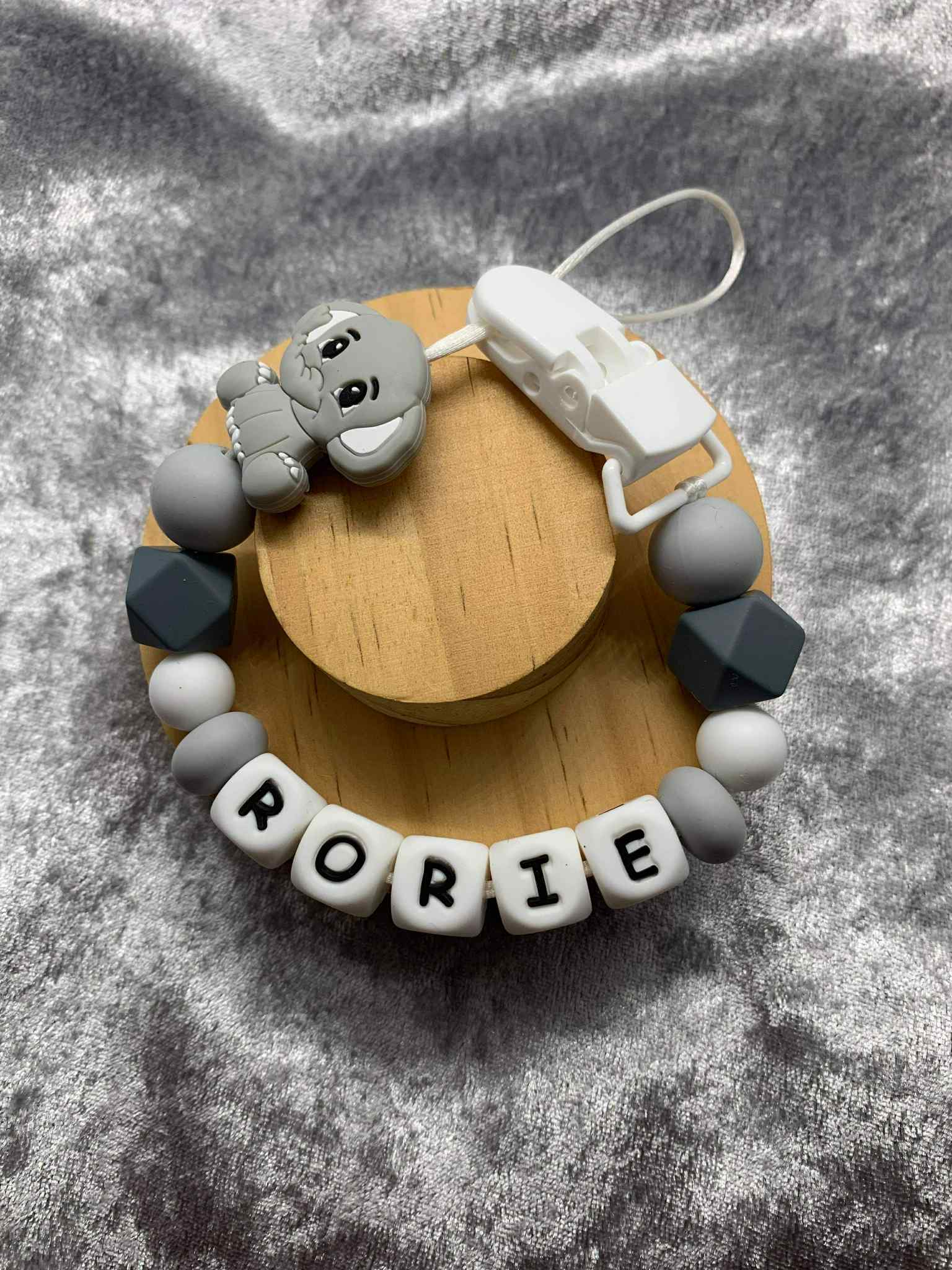 Personalised Dummy Clips Mam Dummy Holder New Baby Gift - ELEPHANT