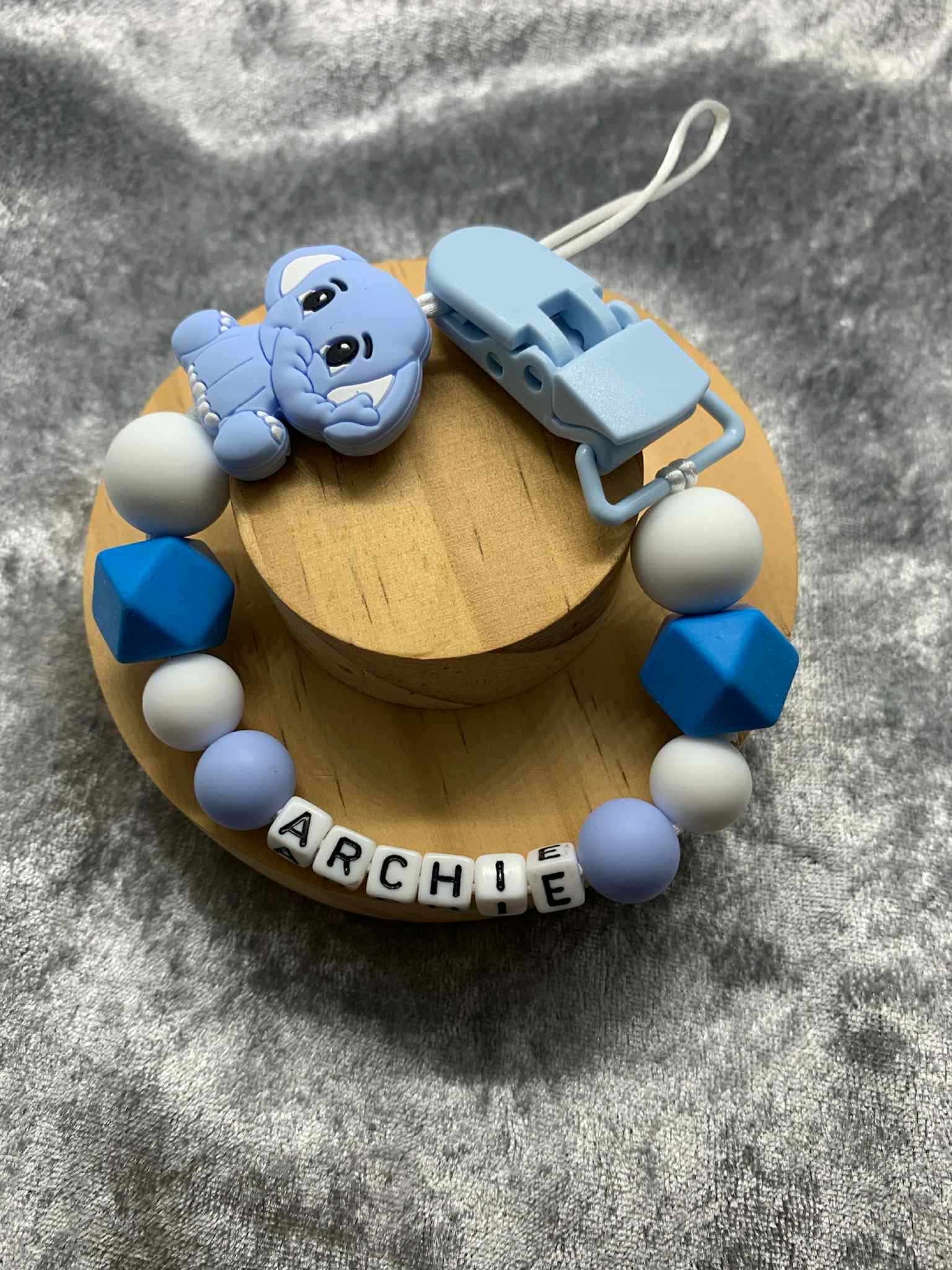 Personalised Dummy Clips Mam Dummy Holder New Baby Gift - ELEPHANT