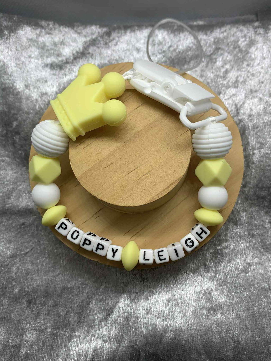 Personalised Dummy holder, Pacifier chain, Mam dummy clip new baby gift - CROWN