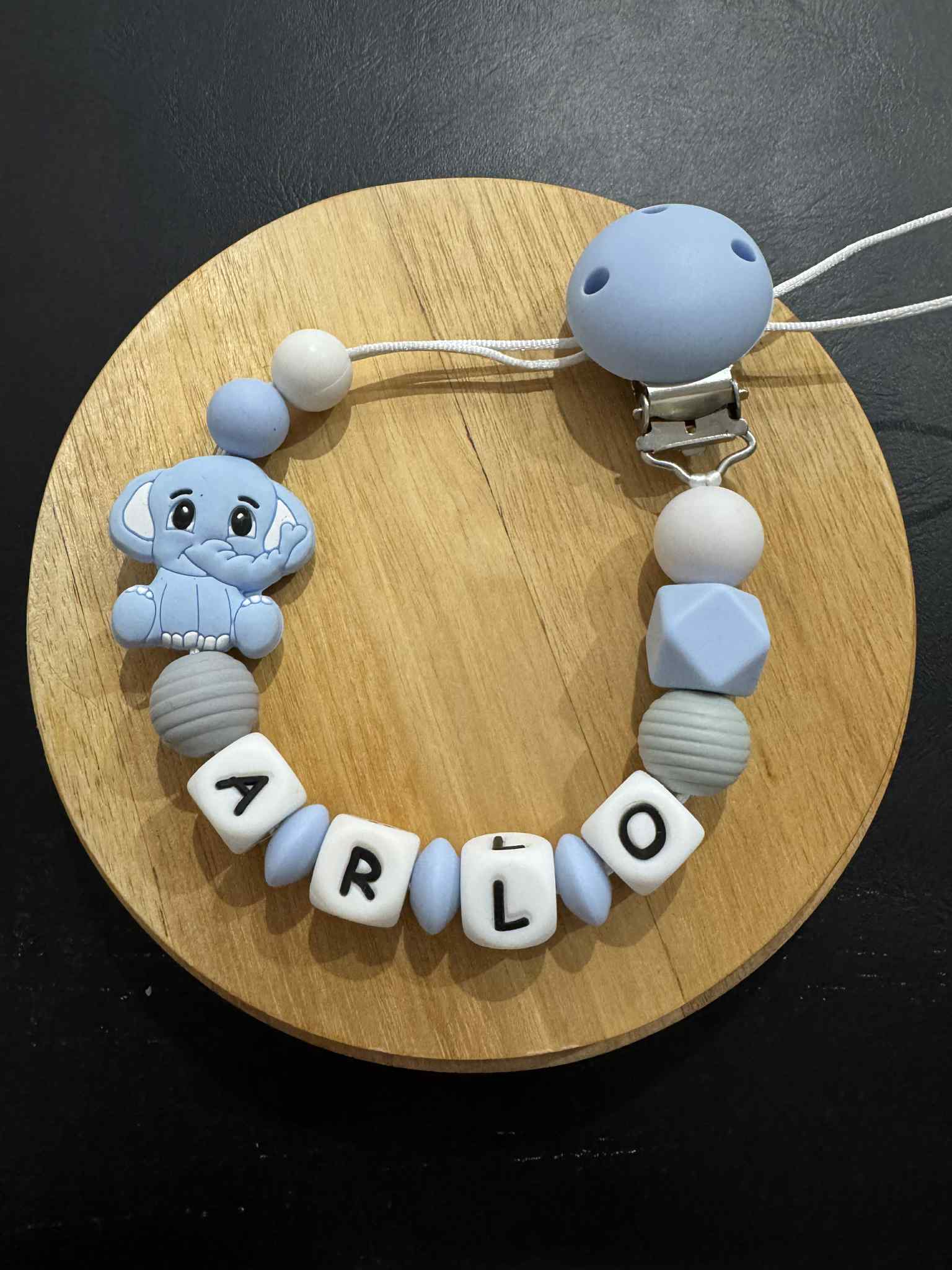 Personalised Dummy Clips Mam Dummy Holder New Baby Gift - ELEPHANT