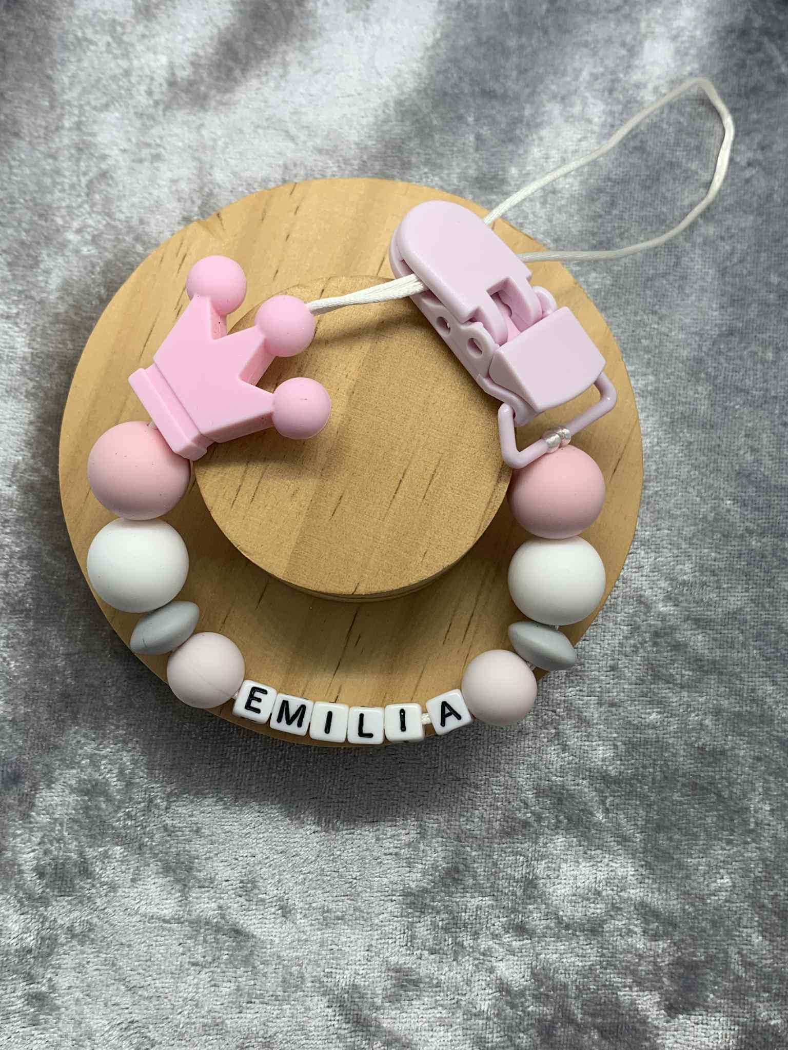 Personalised Dummy holder, Pacifier chain, Mam dummy clip new baby gift - CROWN
