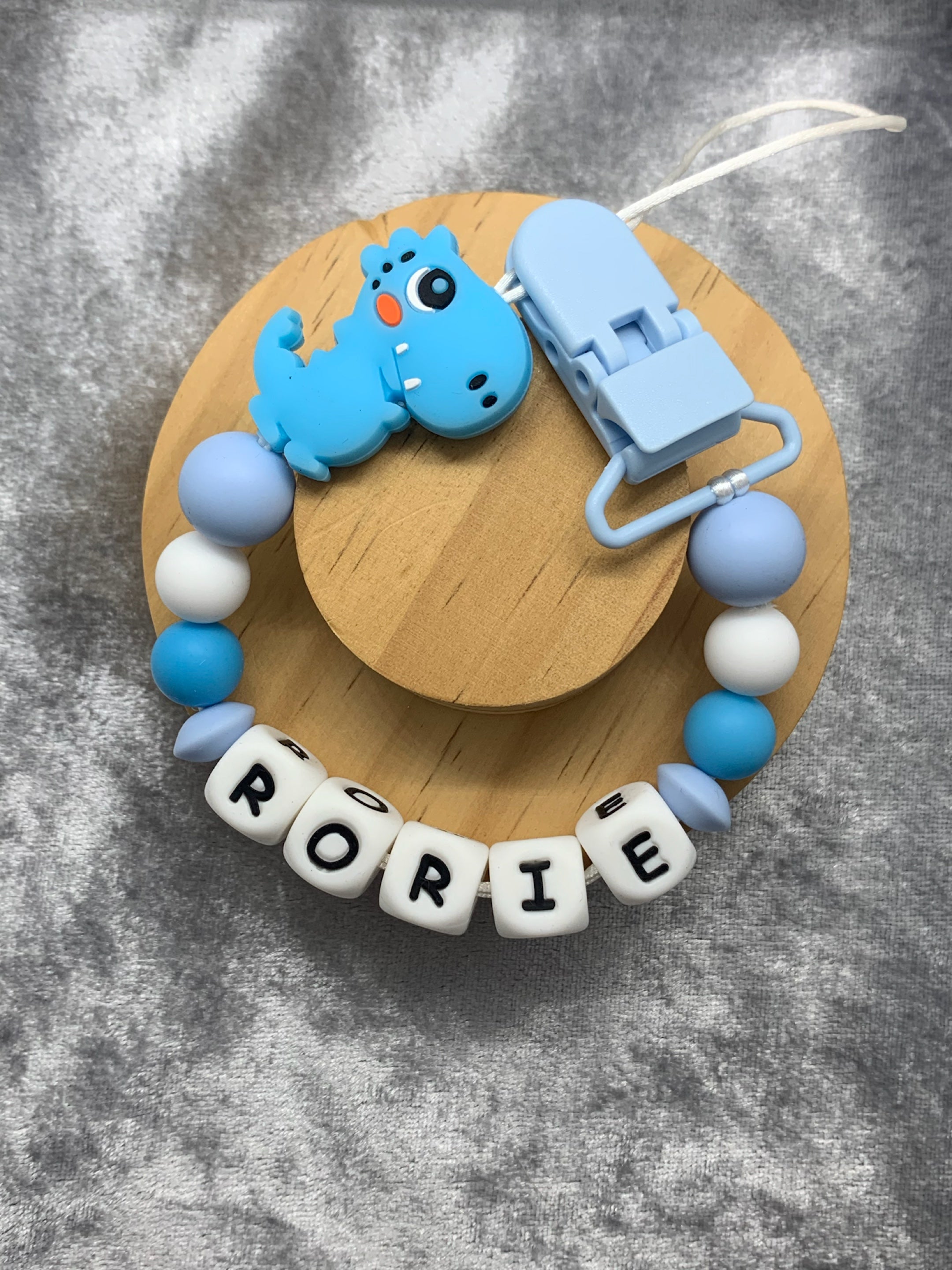 Personalised Dummy Clips Mam Dummy Holder New Baby Gift - DINO