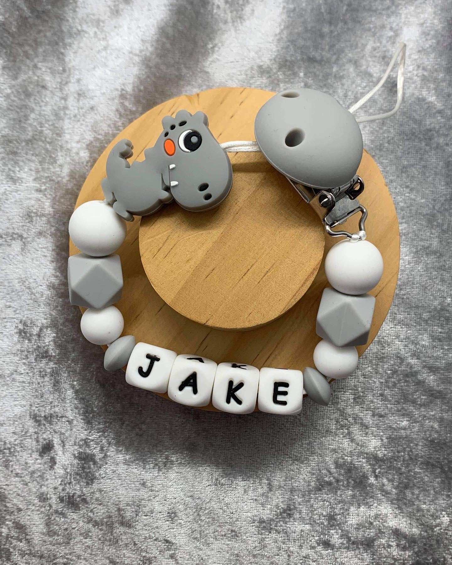 Personalised Dummy Clips Mam Dummy Holder New Baby Gift - DINO