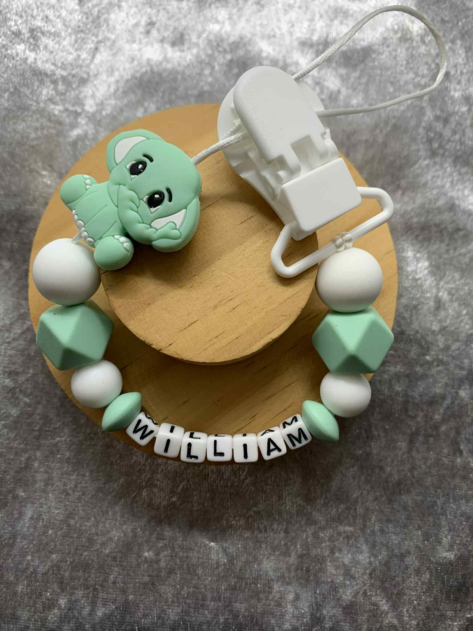 Personalised Dummy Clips Mam Dummy Holder New Baby Gift - ELEPHANT