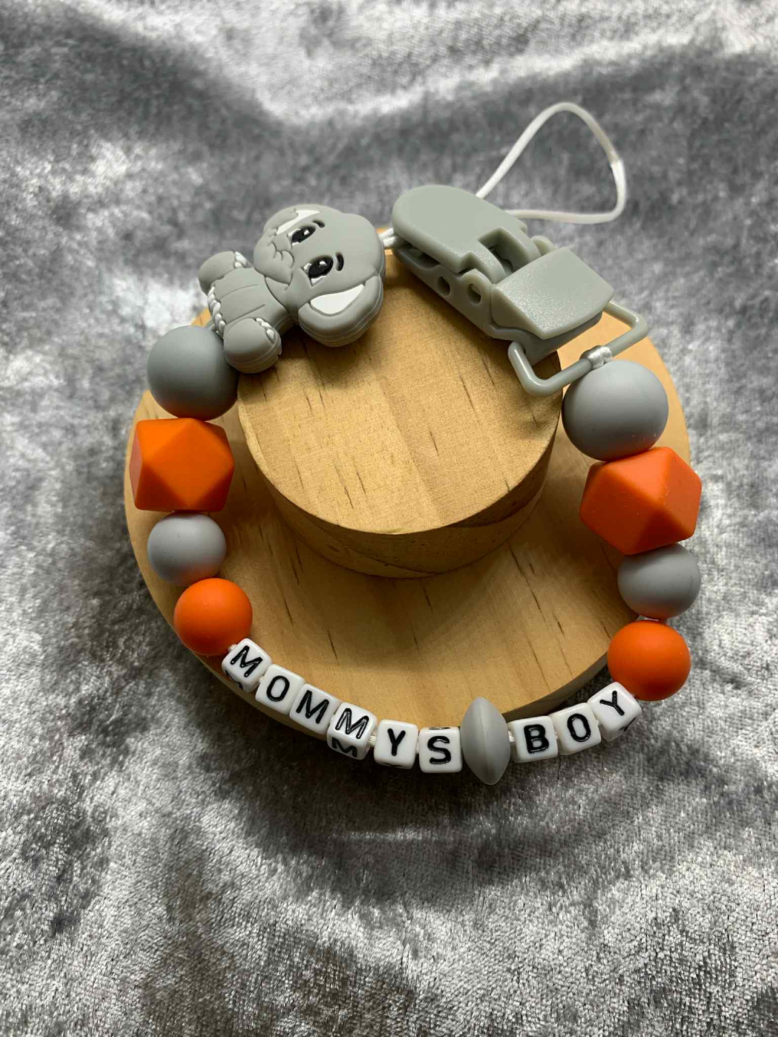 Personalised Dummy Clips Mam Dummy Holder New Baby Gift - ELEPHANT
