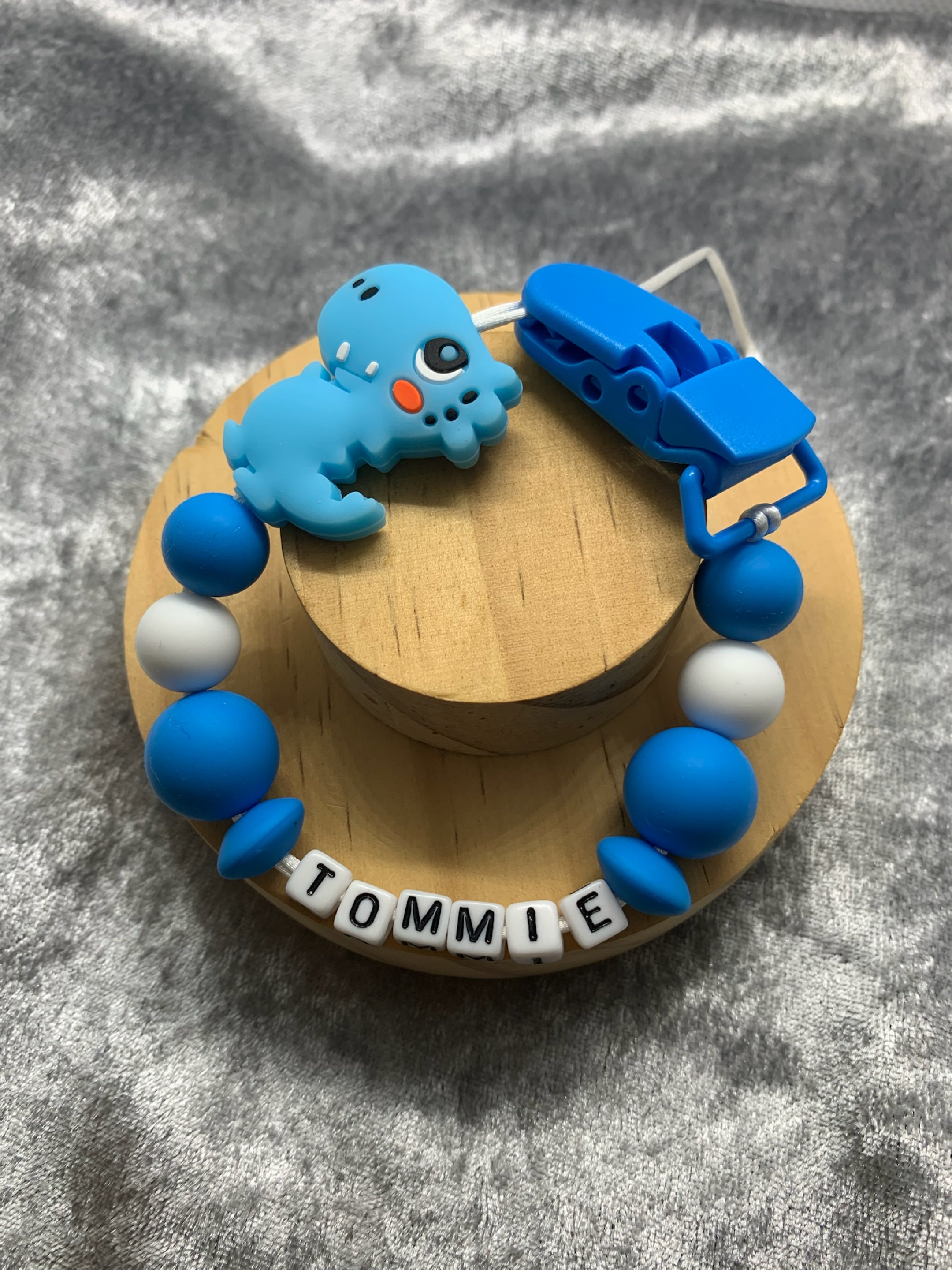 Personalised Dummy Clips Mam Dummy Holder New Baby Gift - DINO