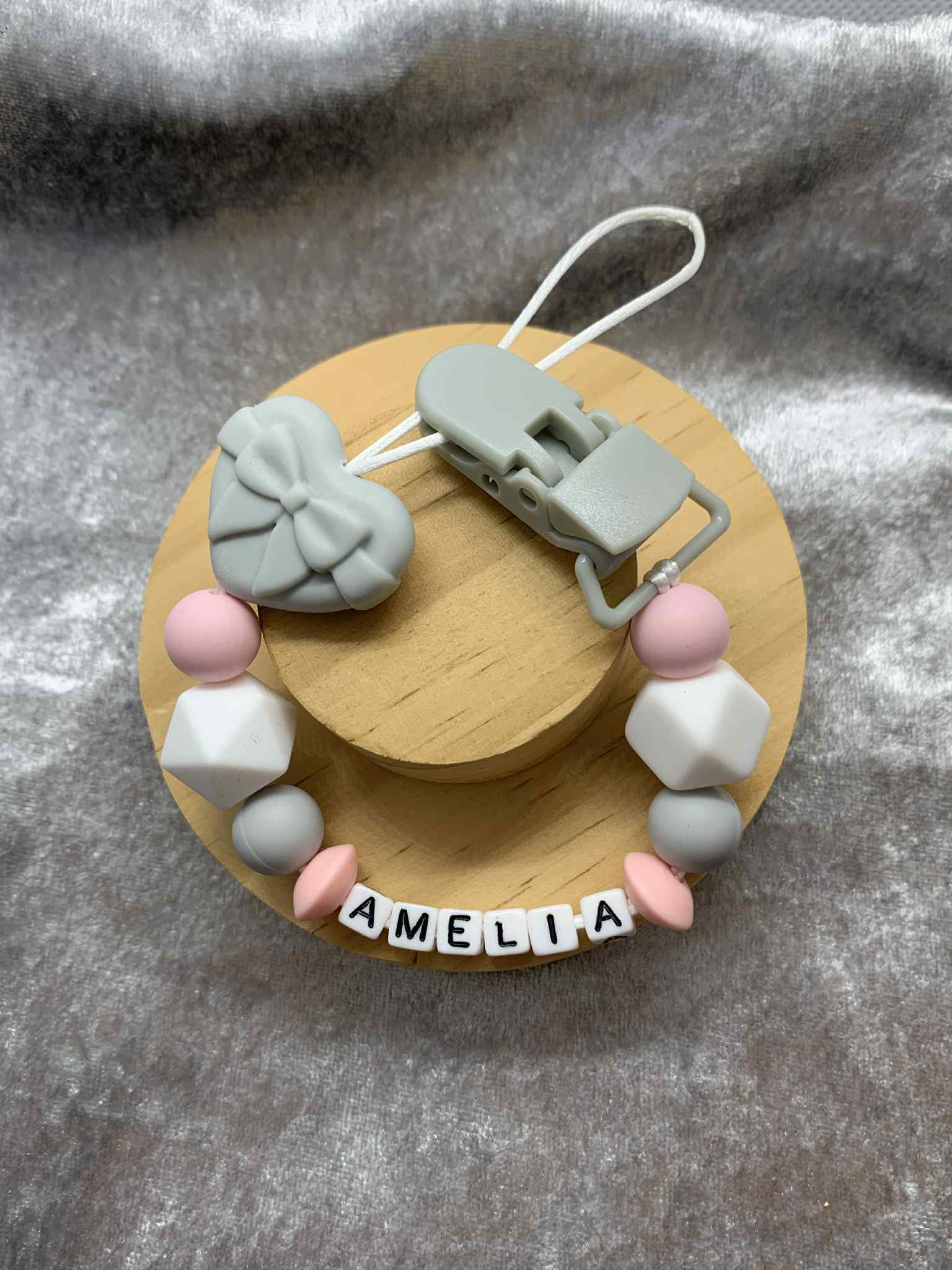 Personalised Dummy holder, Pacifier chain, Mam dummy clip new baby gift - HEARTS