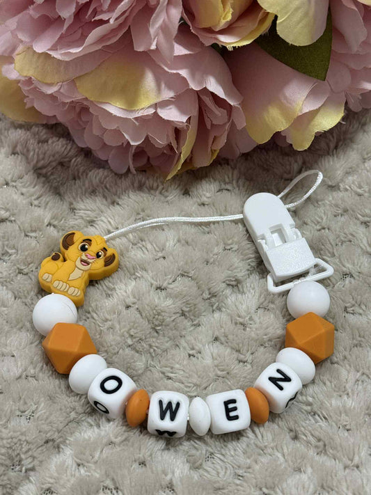 Lion Cub Dummy Clip - Custom Silicone Pacifier Holder (Silicone Letter Design)