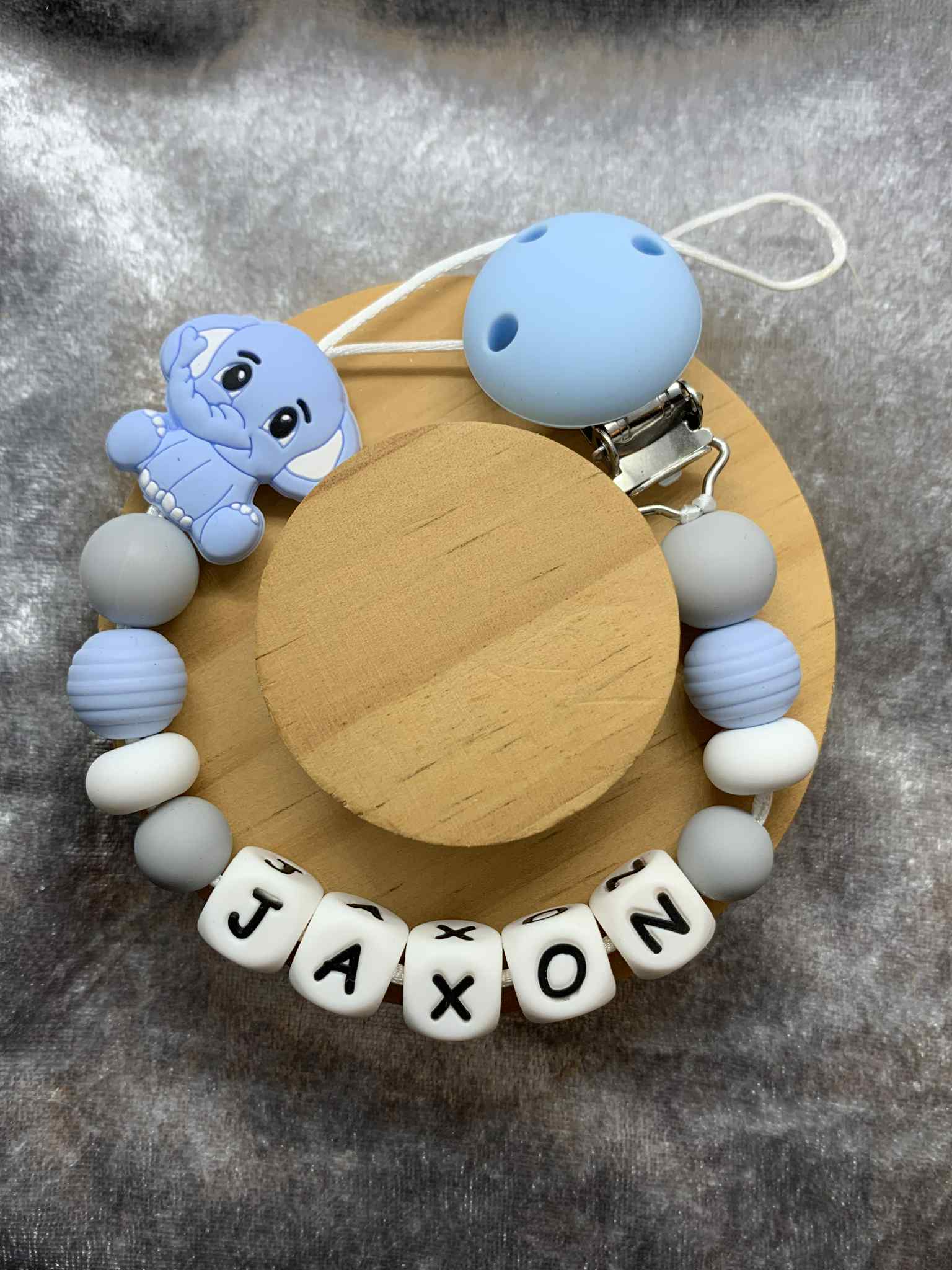 Personalised Dummy Clips Mam Dummy Holder New Baby Gift - ELEPHANT