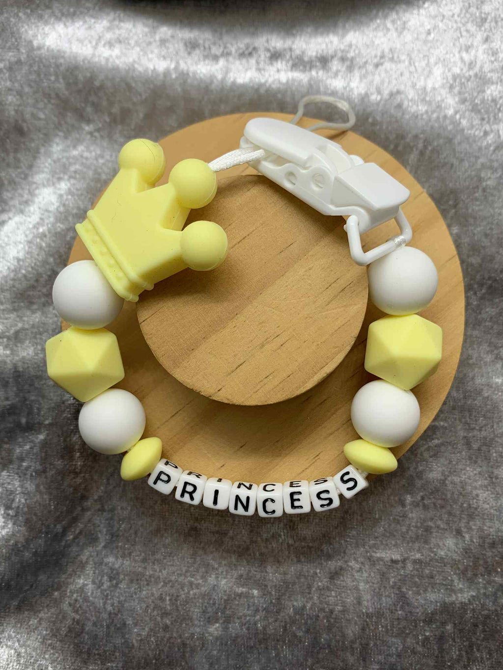 Personalised Dummy holder, Pacifier chain, Mam dummy clip new baby gift - CROWN