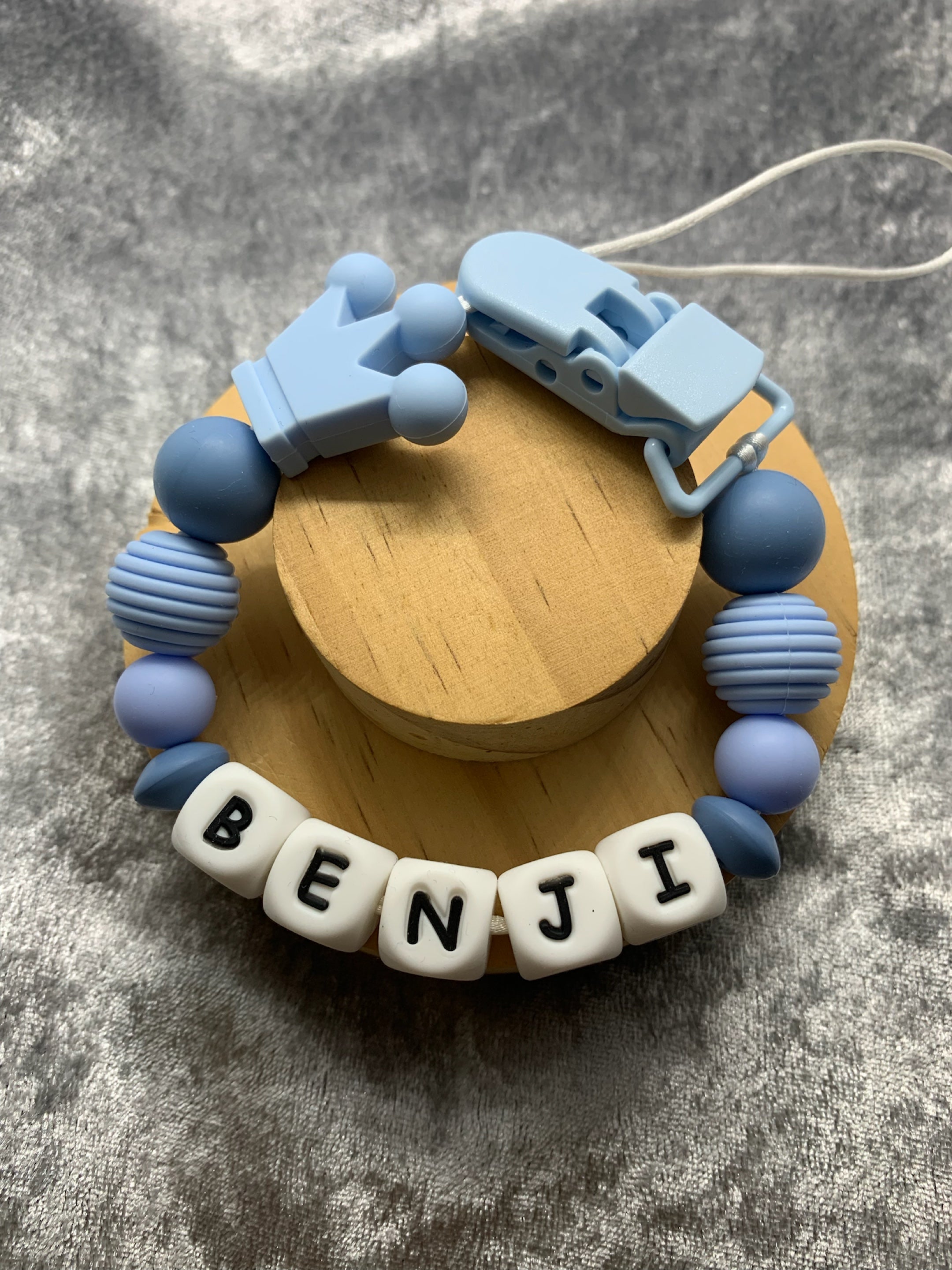 Personalised Dummy holder, Pacifier chain, Mam dummy clip new baby gift - CROWN