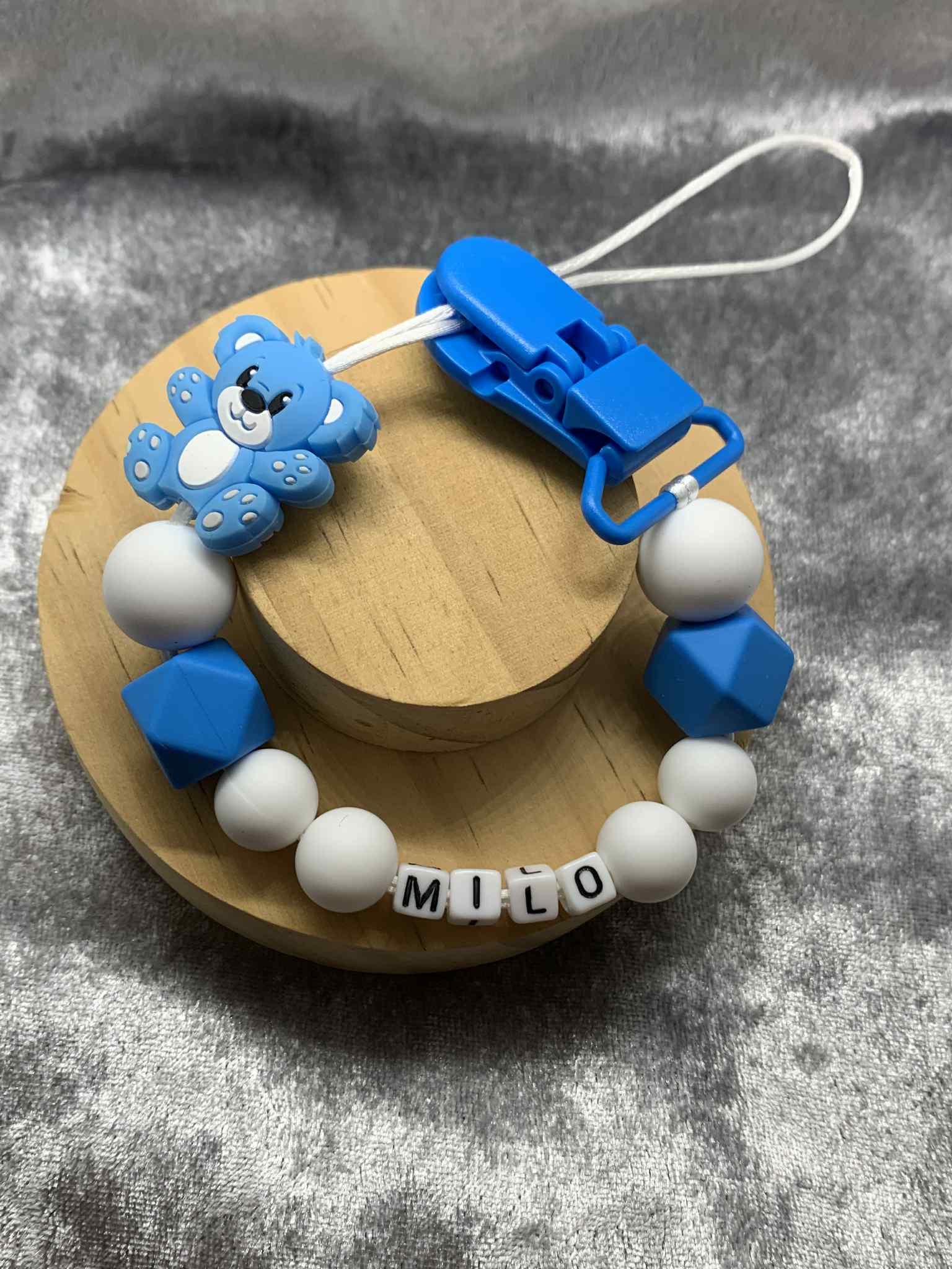 Personalised Soother holder, Pacifier chain, Mam dummy clip new baby gift - TEDDY'S