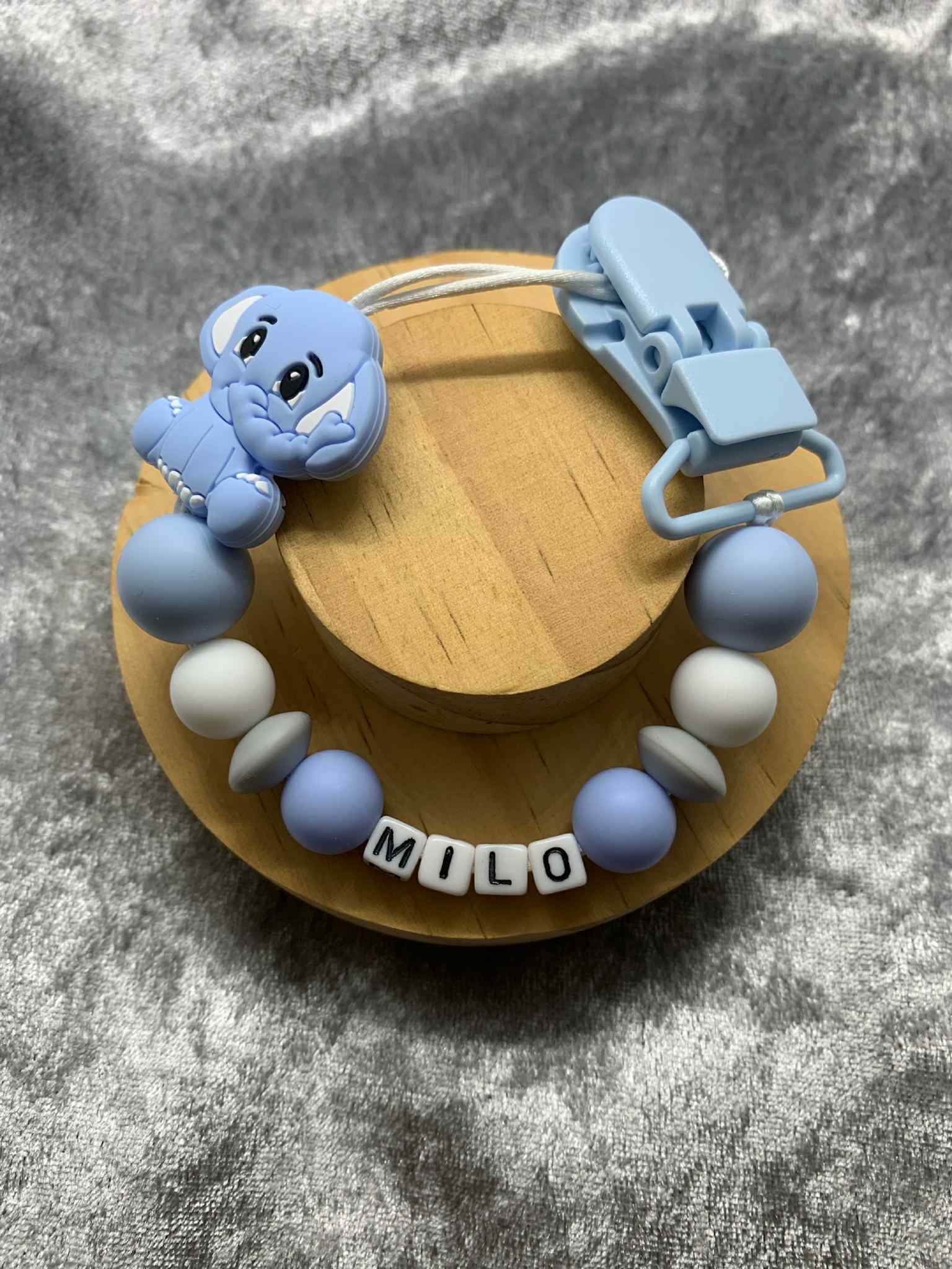 Personalised Dummy Clips Mam Dummy Holder New Baby Gift - ELEPHANT