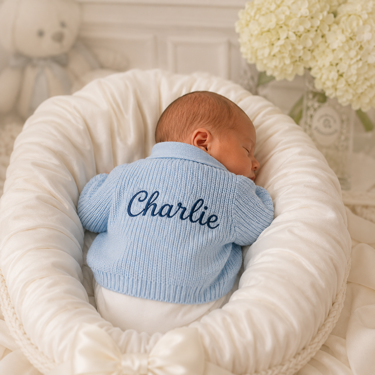 Personalised Baby Cardigan | Blue | Name Embroidered
