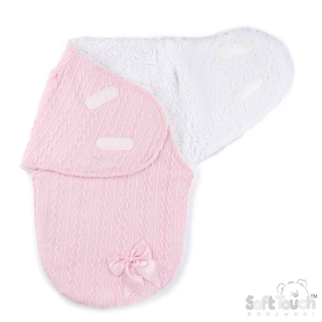 Baby Pink Cable Knit Swaddle Wrap | Newborn Baby Swaddle