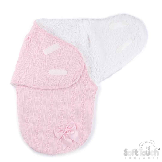 Baby Pink Cable Knit Swaddle Wrap | Newborn Baby Swaddle