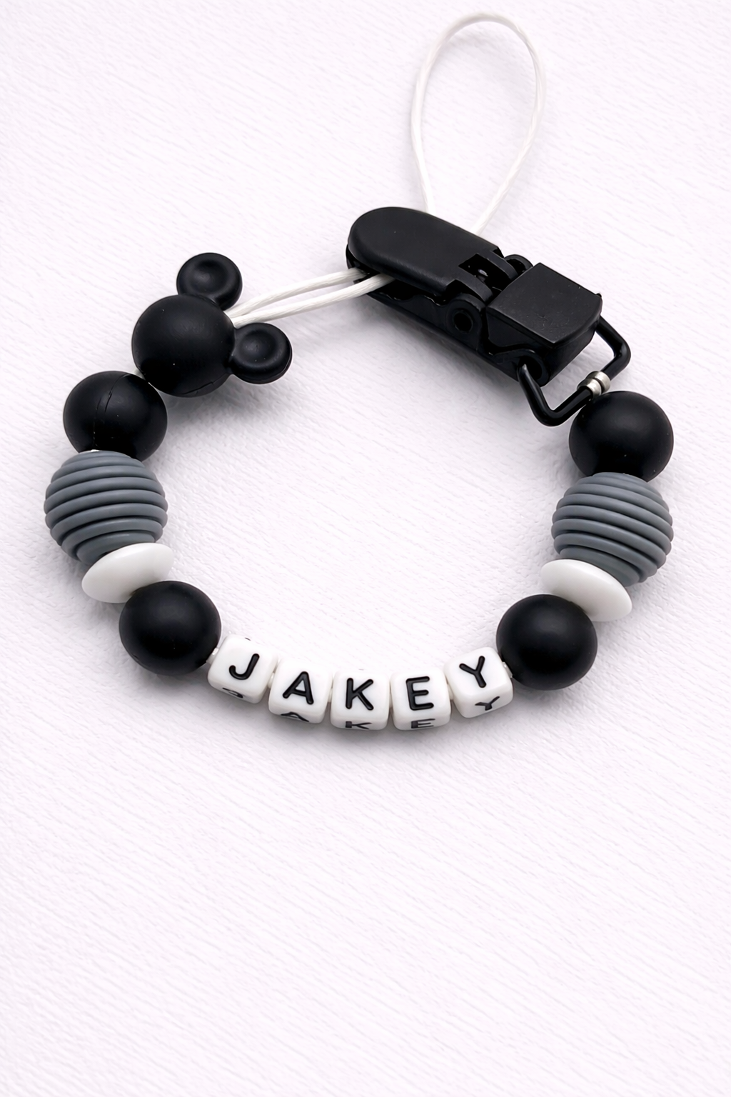 Black Mickey Mouse Style Dummy Clip Personalised