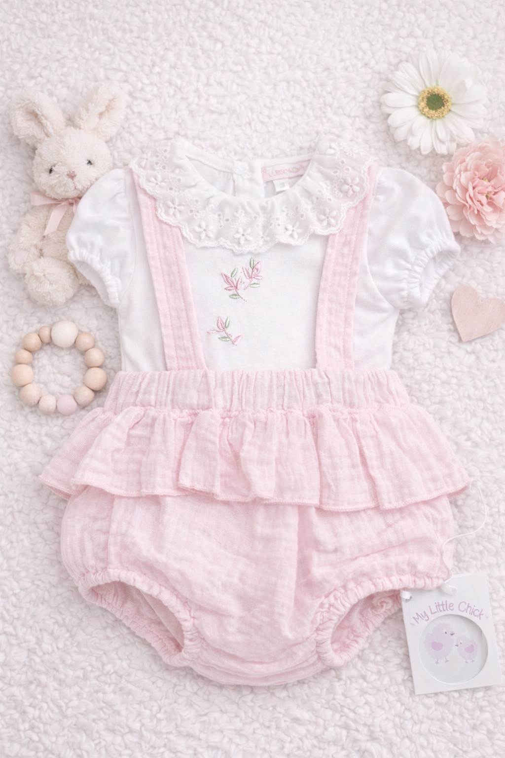 Spanish Baby Romper - Pink Floral Embroidered Outfit 🌸👶