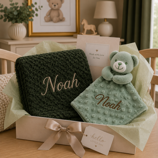 Personalised Green Bubble Blanket & Comforter Baby Box