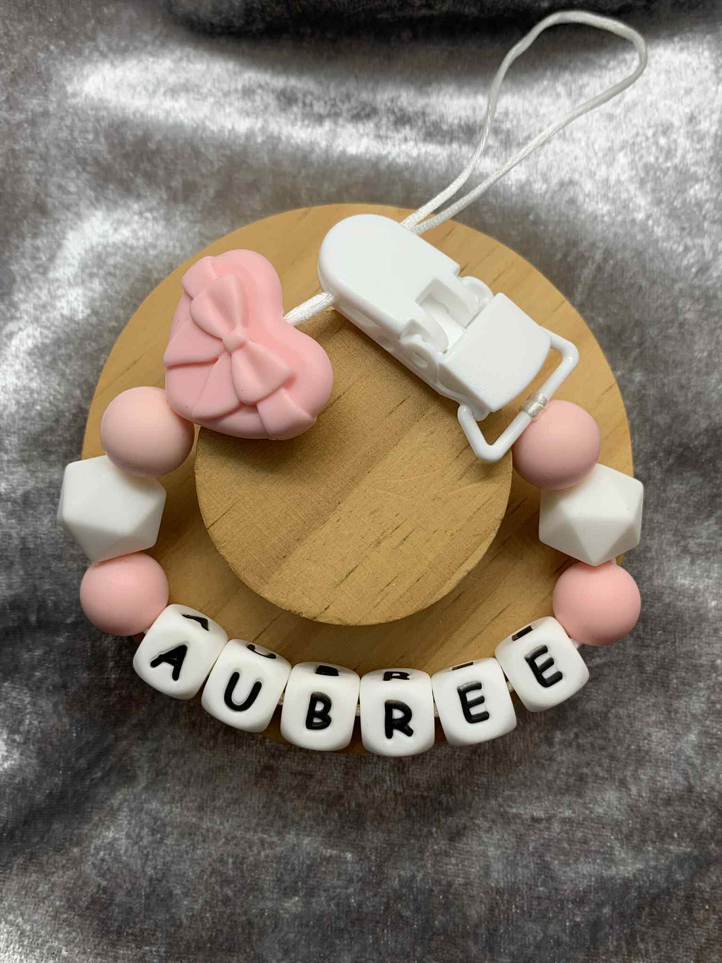 Personalised Heart Dummy Clip for Baby Girls – Custom Name